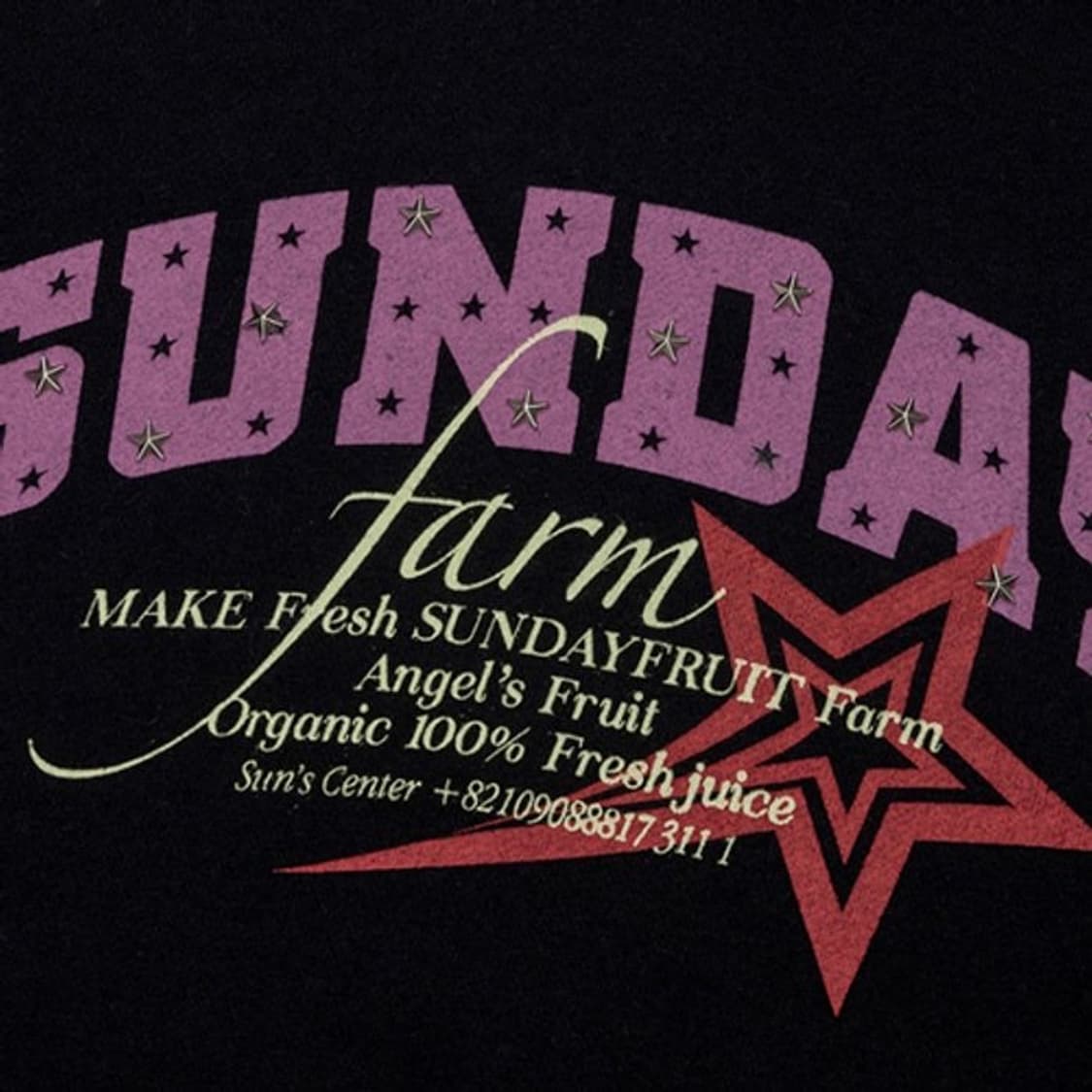 선데이후르츠마켓 스타 스터드 블랙 후드 L  상품이미지3