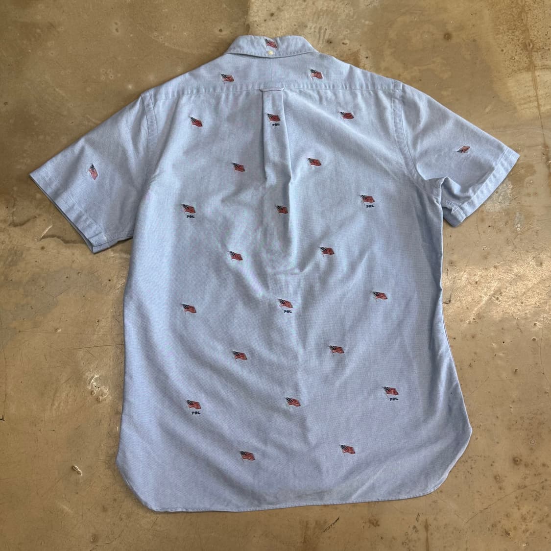 M 폴로랄프로렌 성조기 자수 스카이블루 반팔 셔츠 상품이미지3