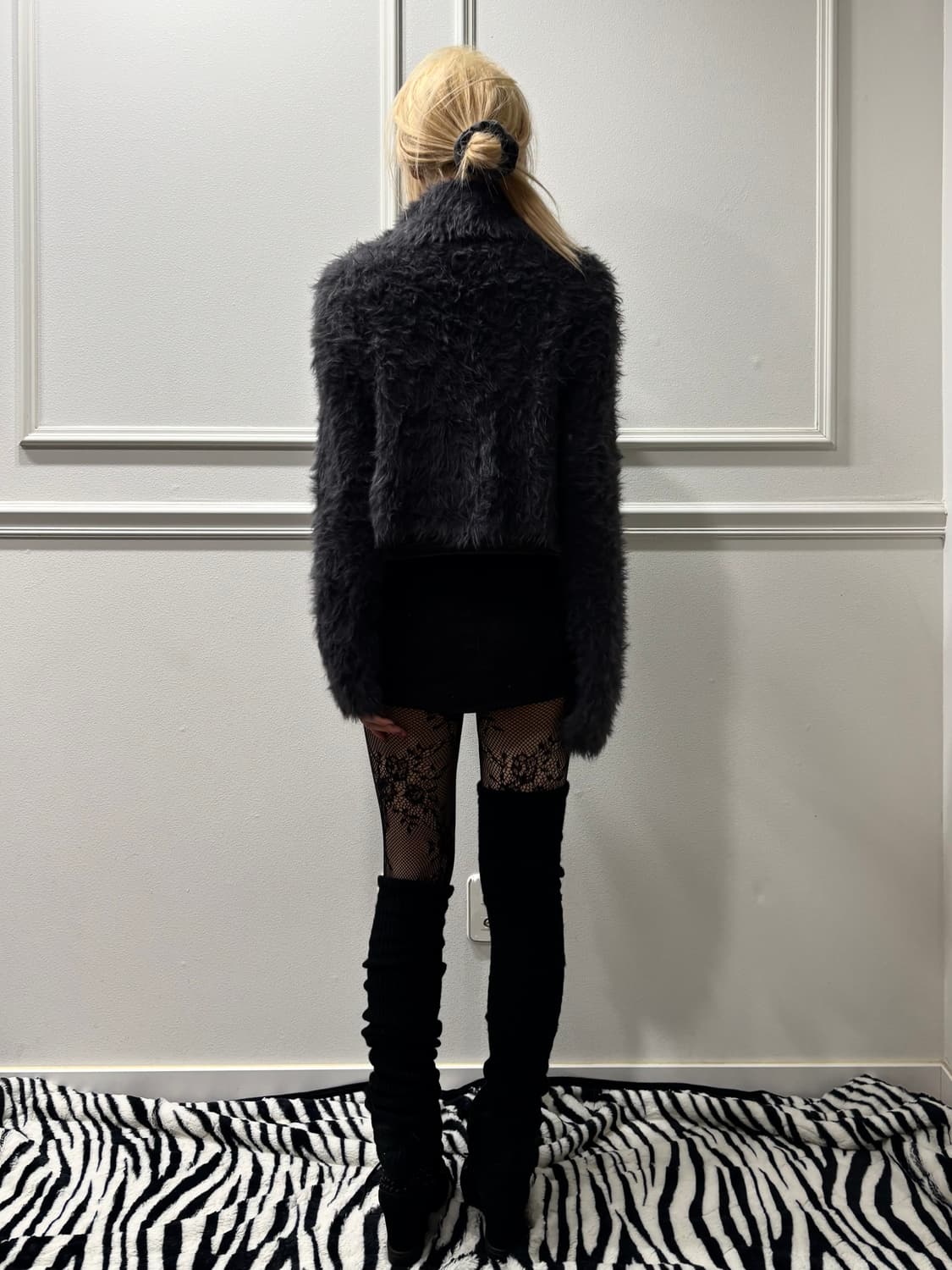 Navy Fur High-Neck 2-way Zip Up 상품이미지3