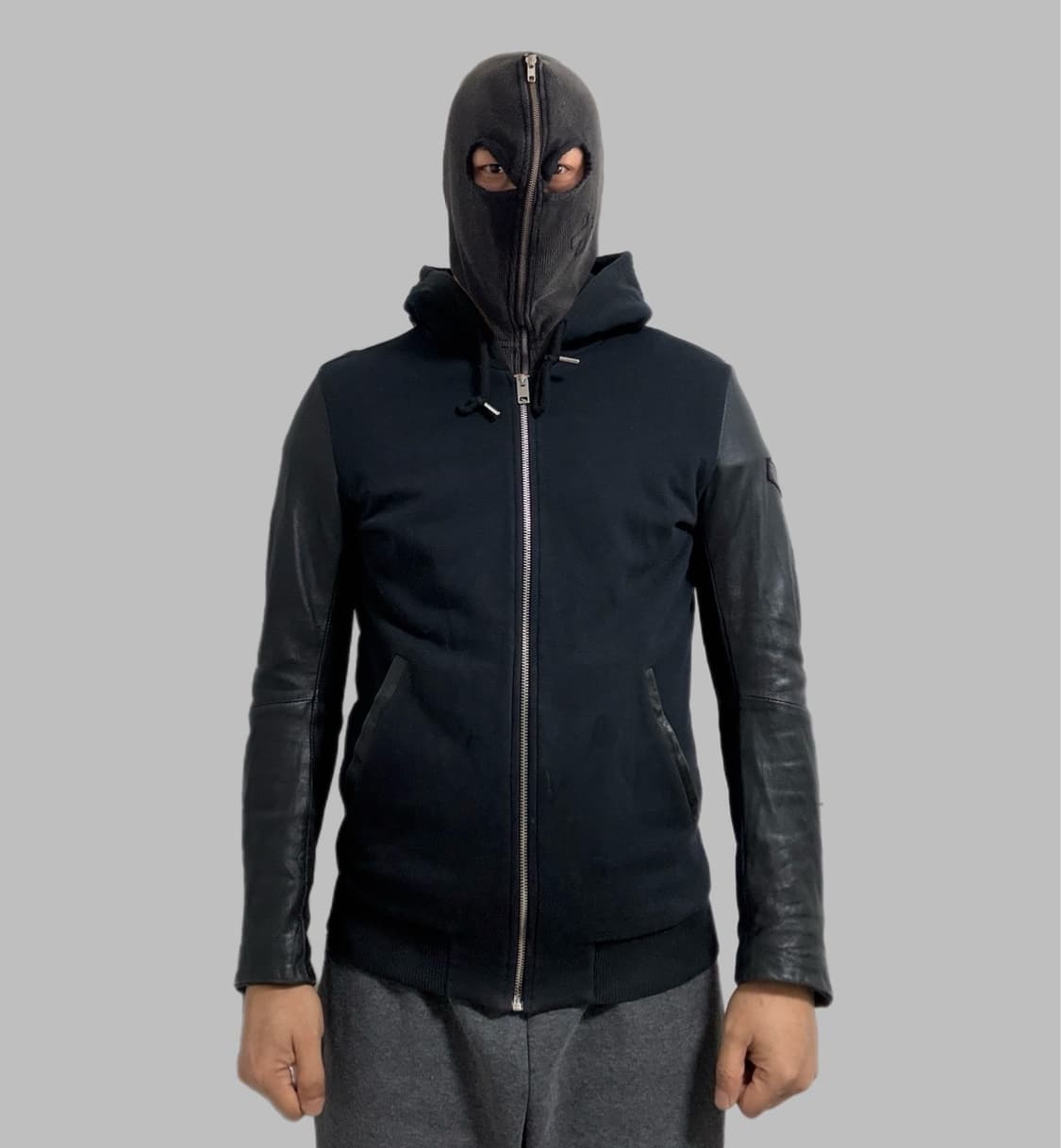 디젤 램스킨 바이커자켓 소매 후드집업 상품이미지2