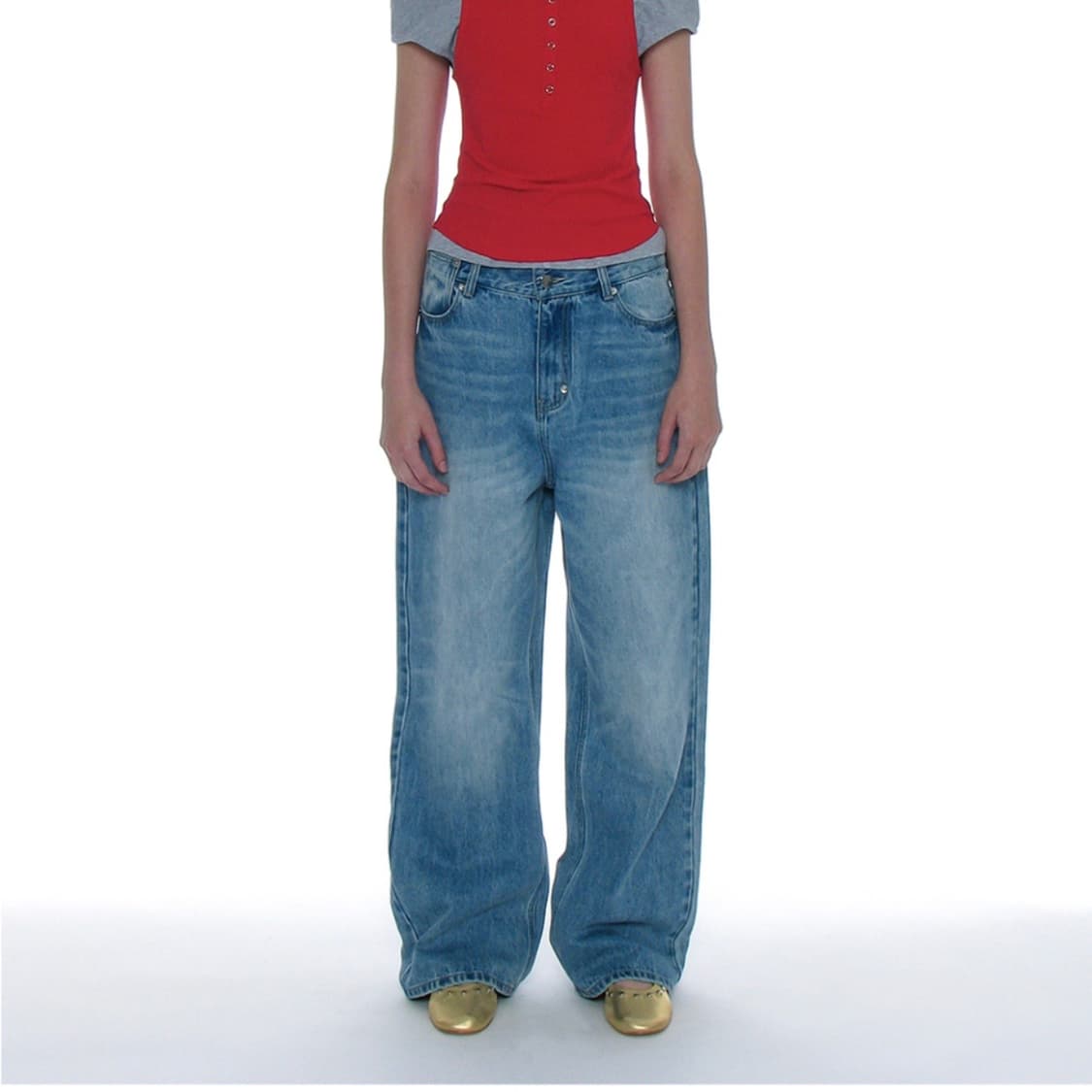 파르티멘토 우먼 로우라이즈 와이드 데님 팬츠 상품이미지1