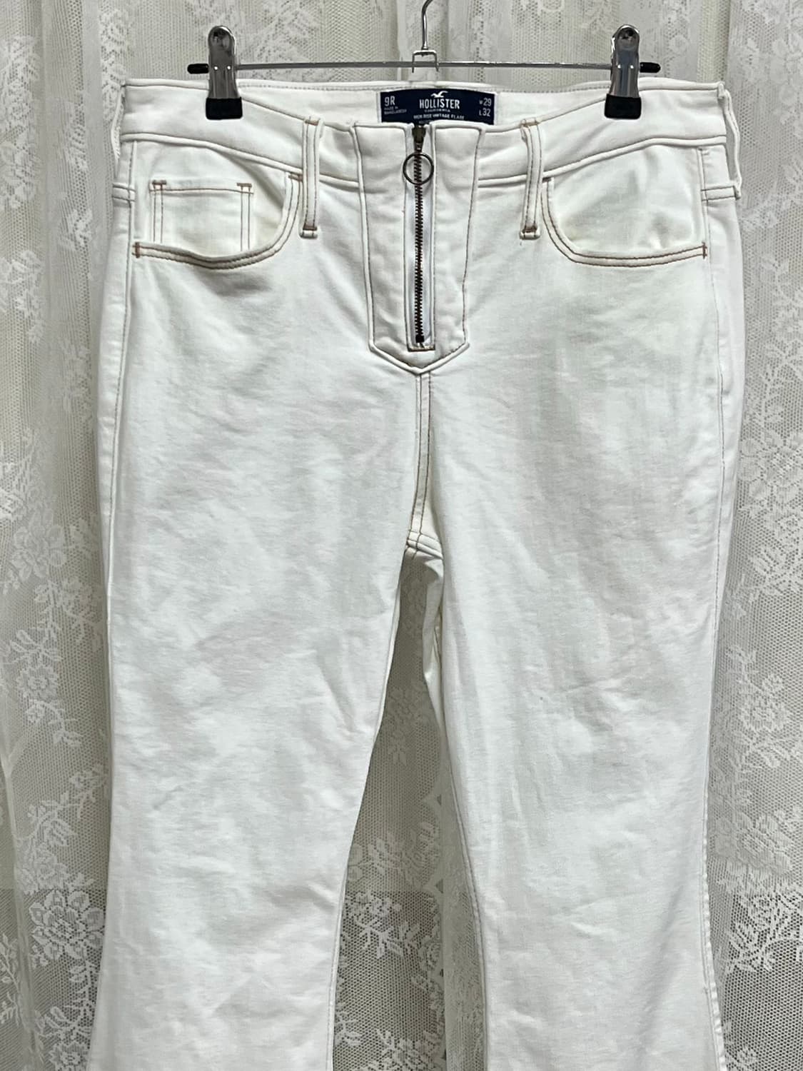 29) 홀리스터 하이라이즈 플레어 부츠컷 팬츠 아이보리 상품이미지3