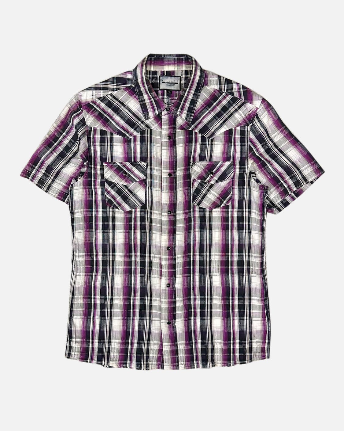VILLAND purple western texture check shi 상품이미지1