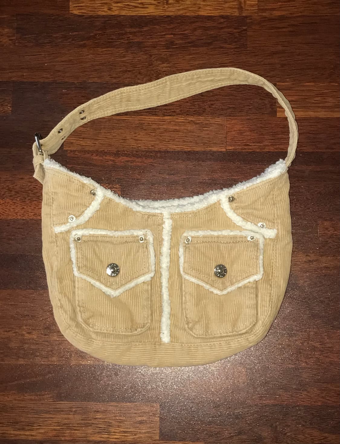 휘귀) 핀터 포켓 숄더백 코듀로이 무스탕 가방 크로스백 겨울 퍼 상품이미지1