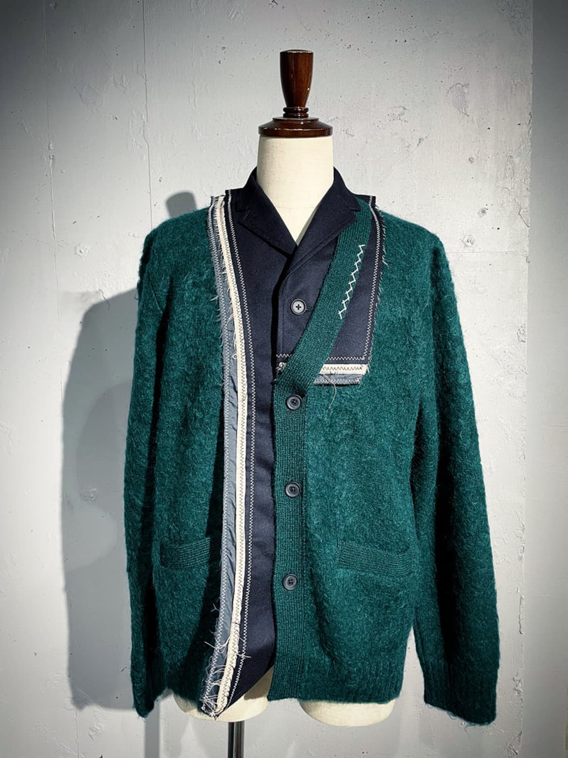 Kolor 패치워크 디자인 브러시드 가디건 상품이미지2