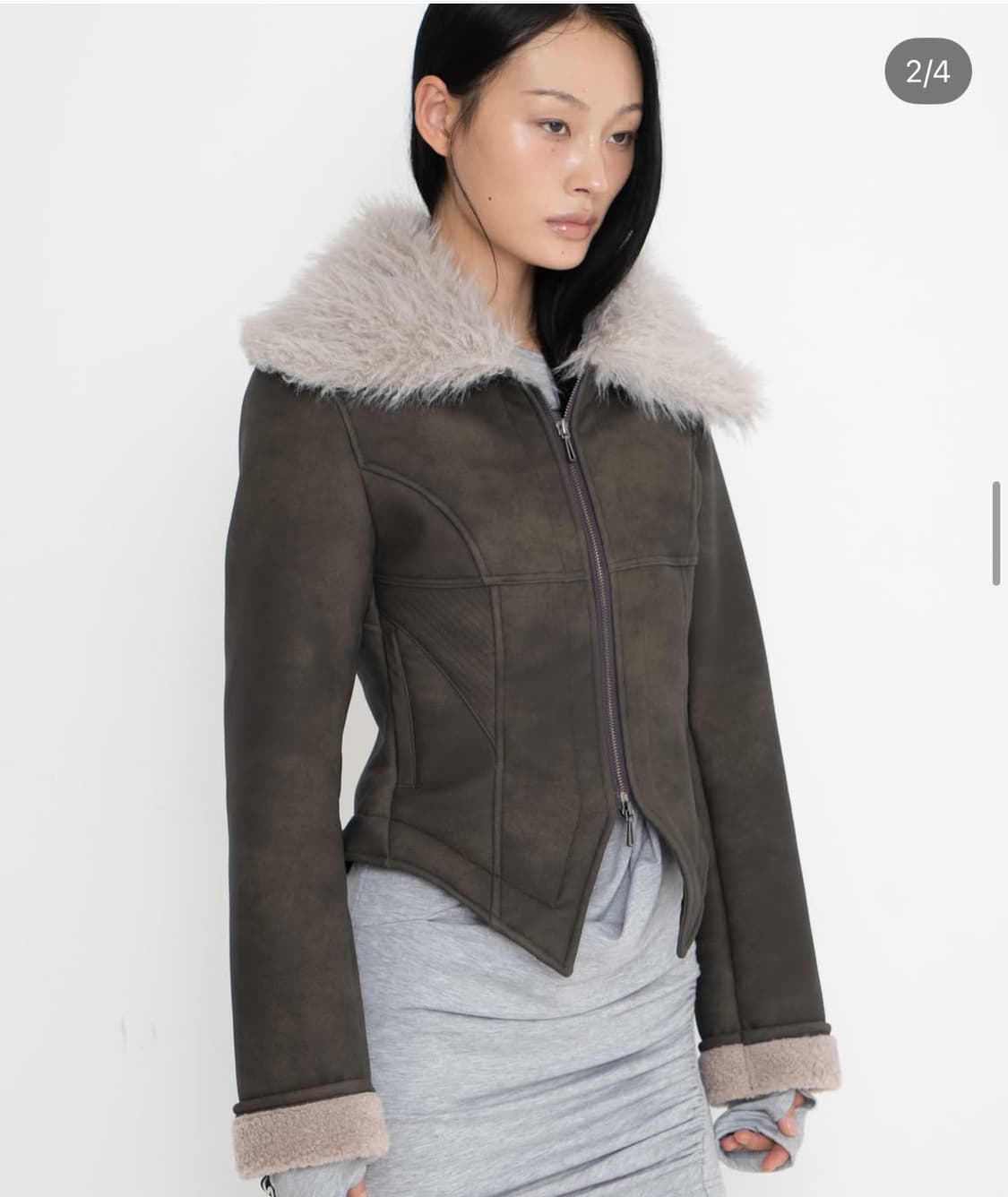 2000아카이브 알렉스 퍼 무스탕 자켓 카키 1사이즈 상품이미지3