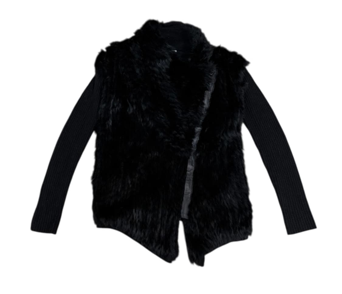 헬무트 랭 블랙 래빗 퍼 비대칭 니트 자켓 상품이미지1