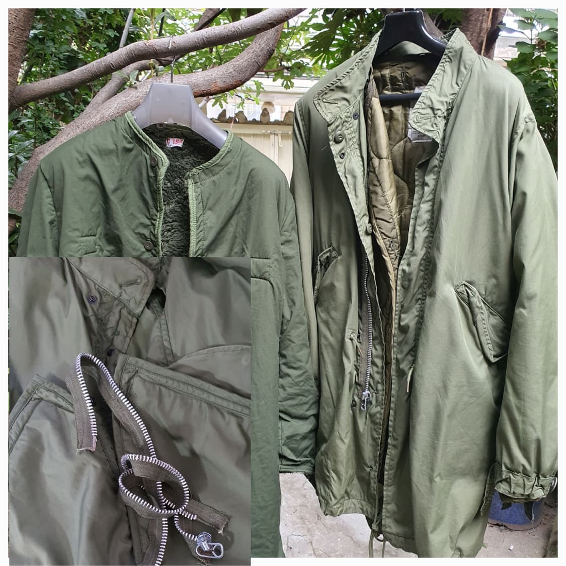 빈티지 스웨덴군 퍼 라이너 + m-65 피쉬테일 파카 커스텀 자켓. 상품이미지3