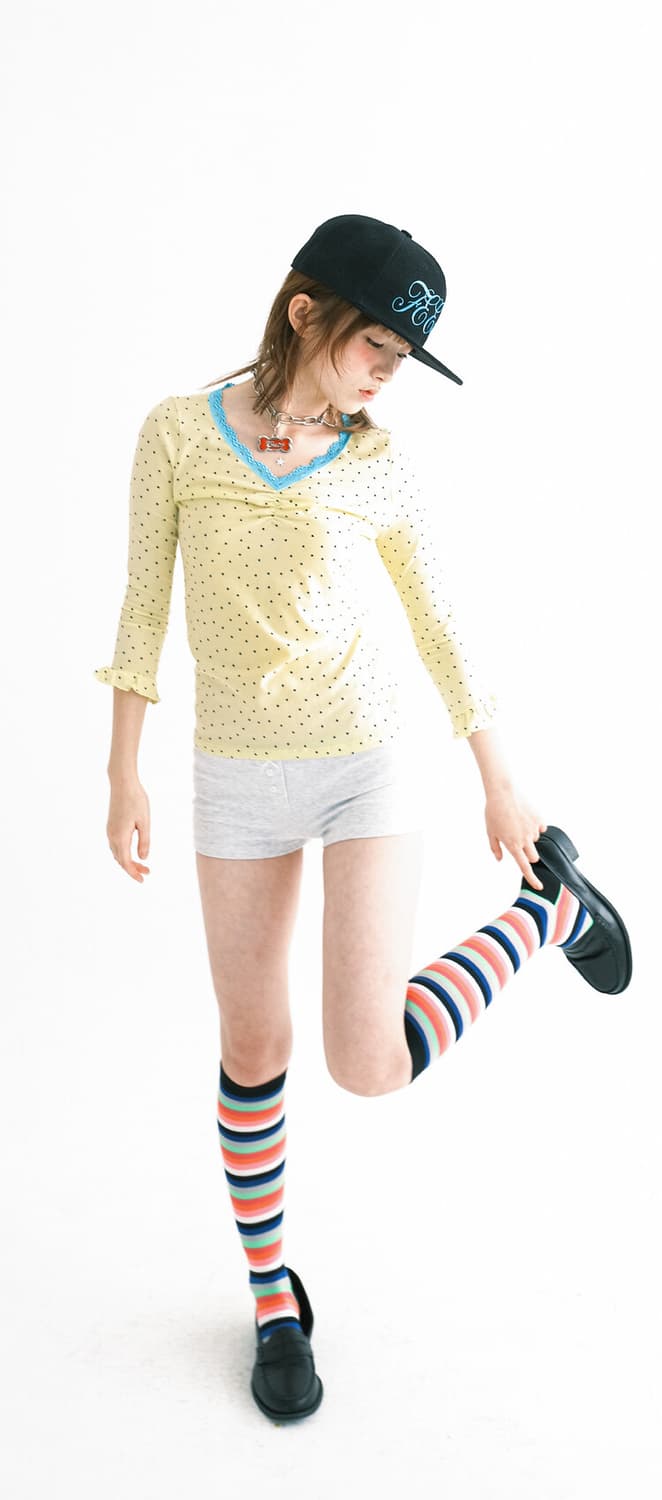 mini heart lace top (lemon) 상품이미지3