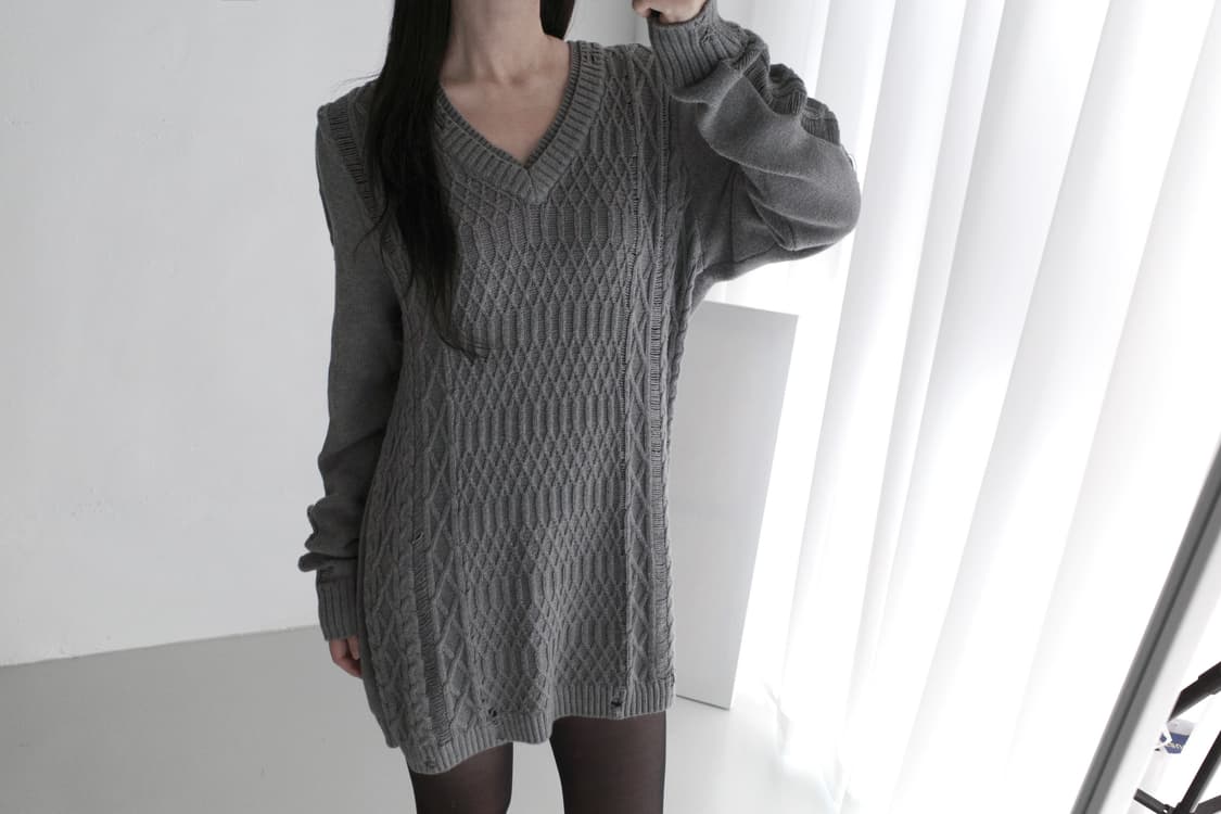 guess) damage long knit 상품이미지5