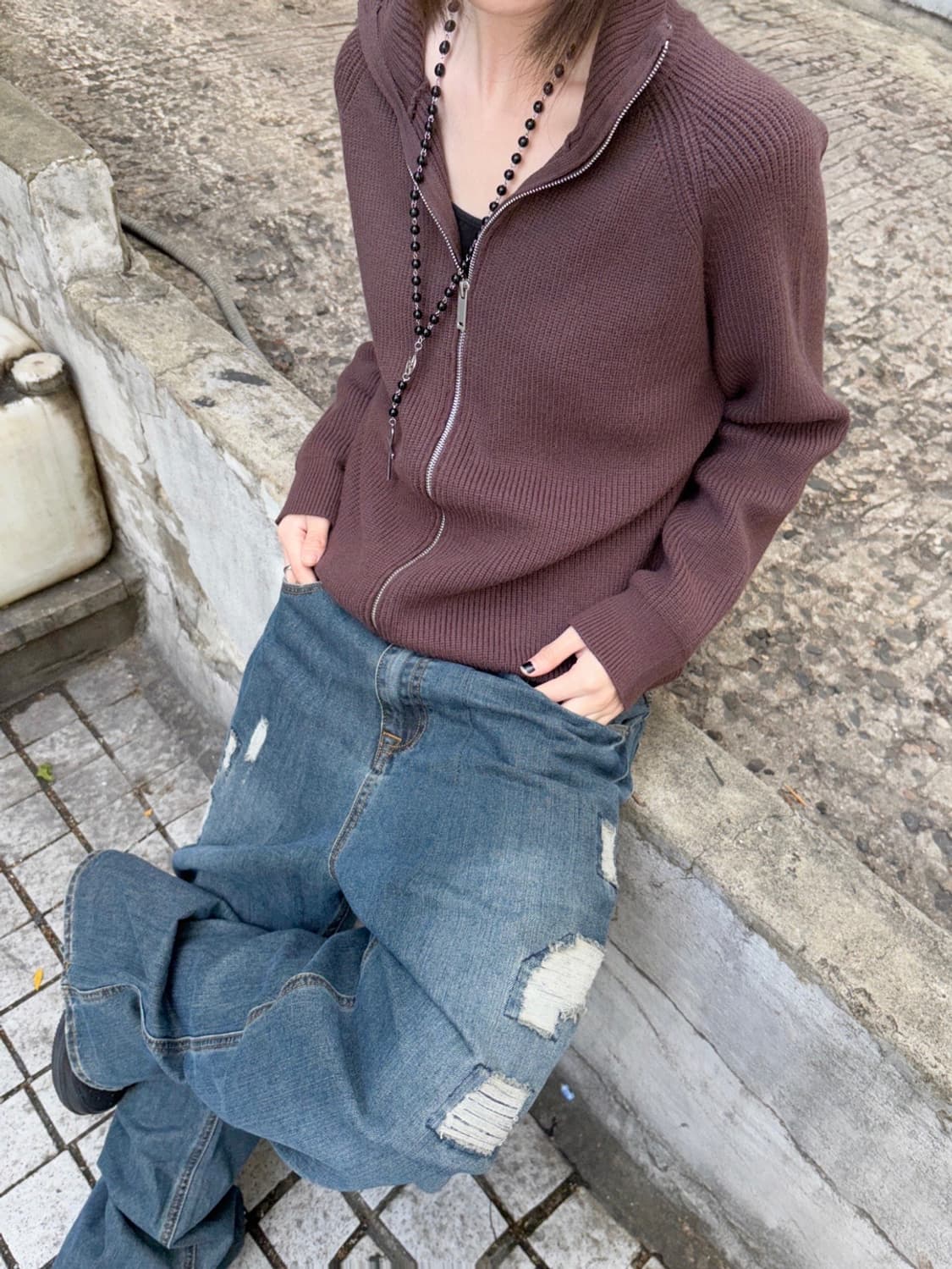 *Pre order [unisex] 코지무드 하이넥 투웨이 니트집업(2c 상품이미지3