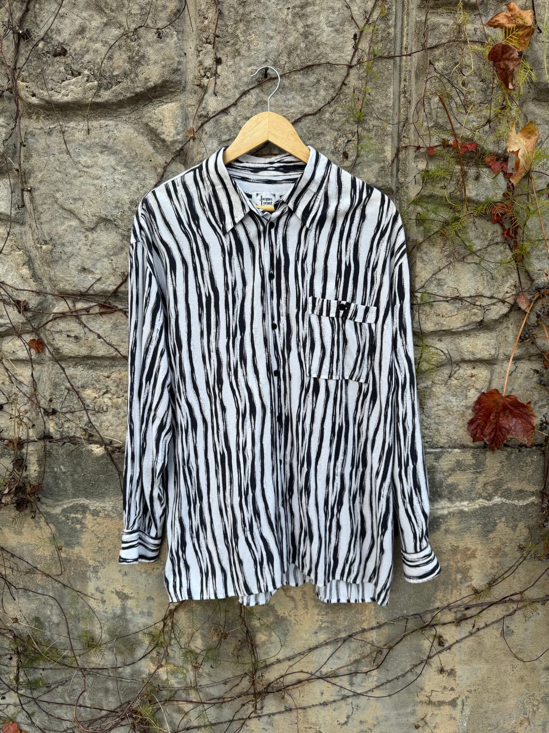 일본빈티지 비스코스 원단 지브라 패턴 얼룩 무늬 셔츠  상품이미지1