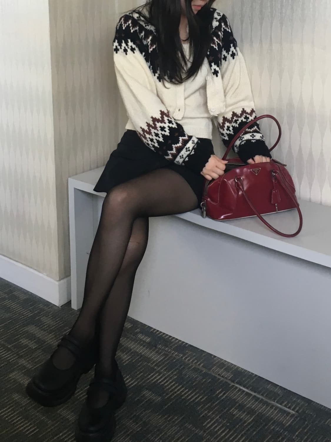 아워캐비넷 스노우 크롭 니트 가디건 세트 상품이미지3