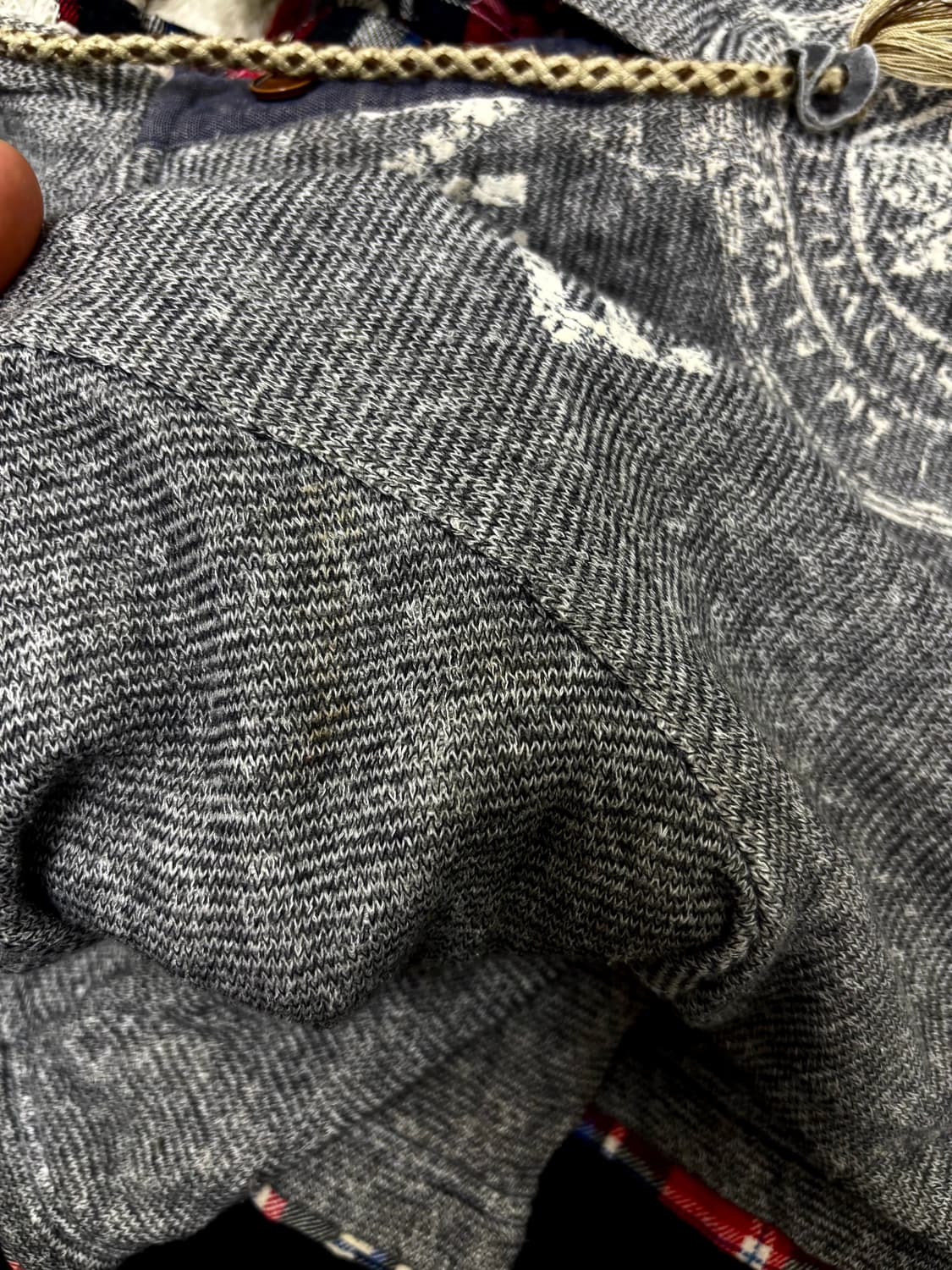 y2k Print Check Layered Hoodie Sleeve 상품이미지9