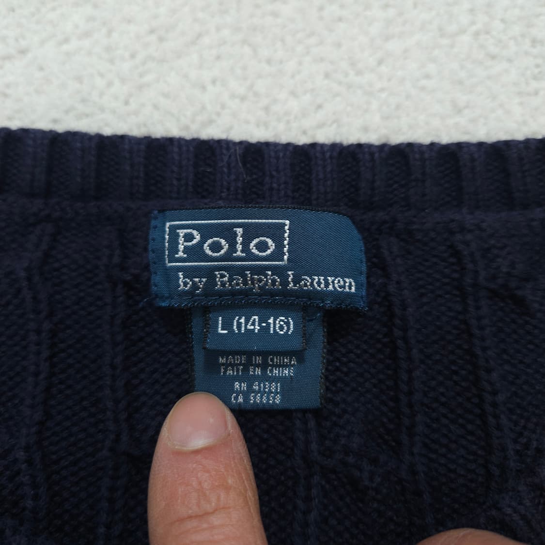 폴로 랄프 로렌 케이블 니트 L14-16 네이비 상품이미지4
