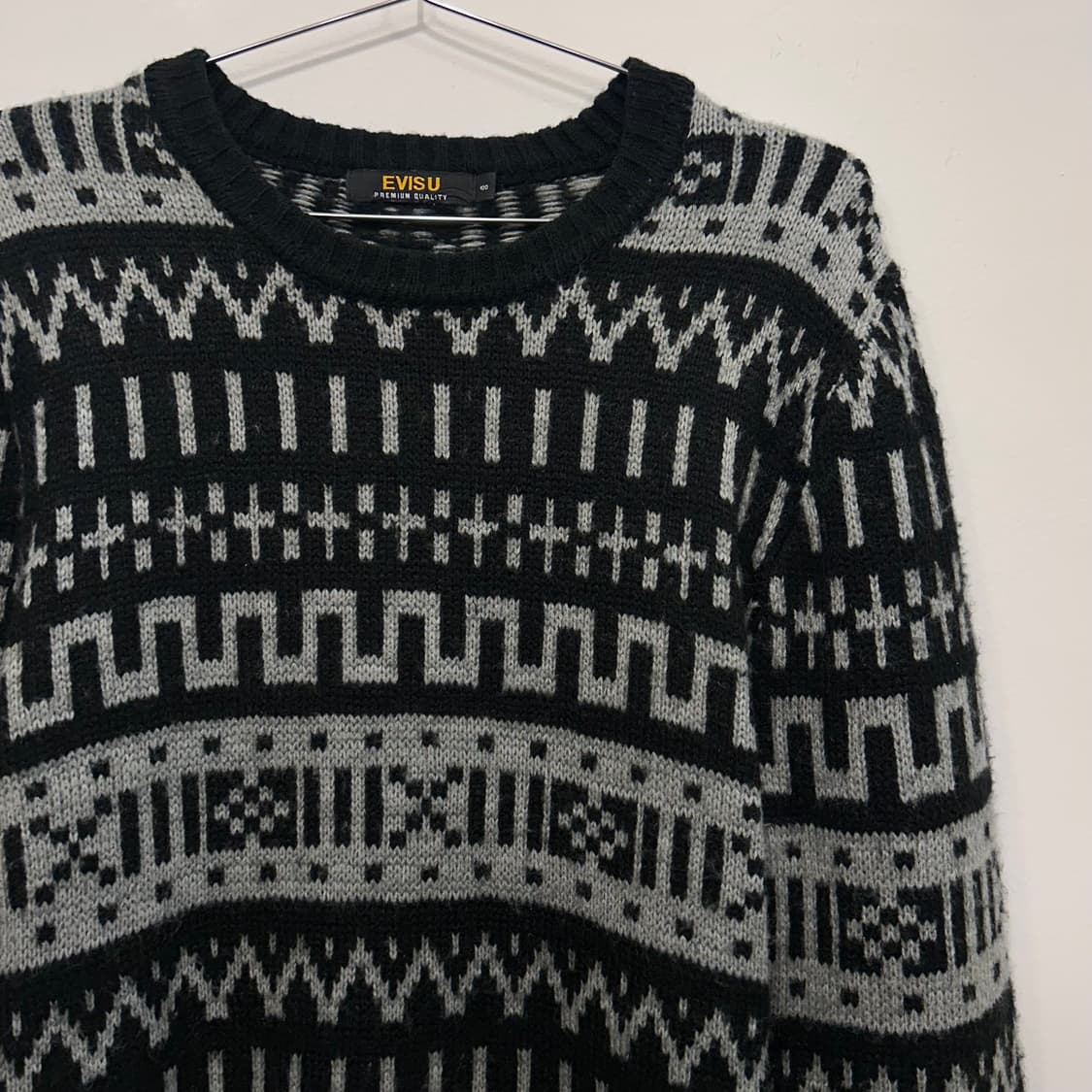 EVISU 재팬 프리미엄 오버핏 패턴 짜임 니트 상품이미지1