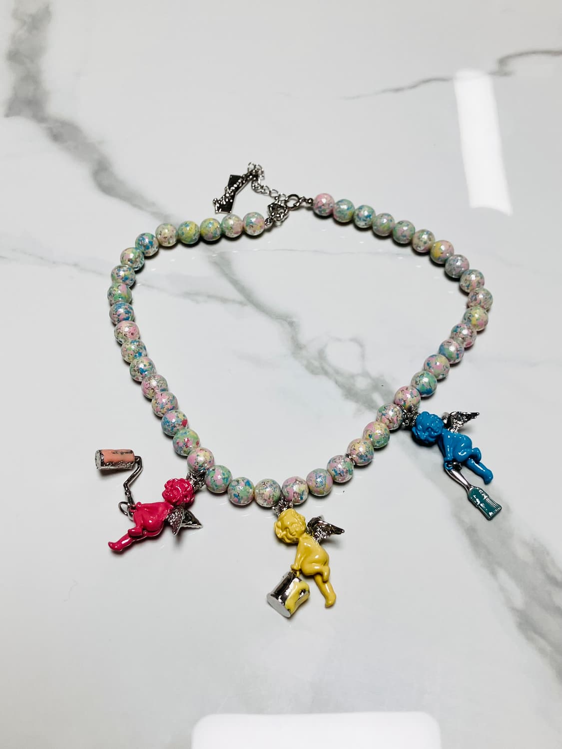 큐피드 아기천사 cherub 참 진주목걸이 초커 키덜트러풄 상품이미지1