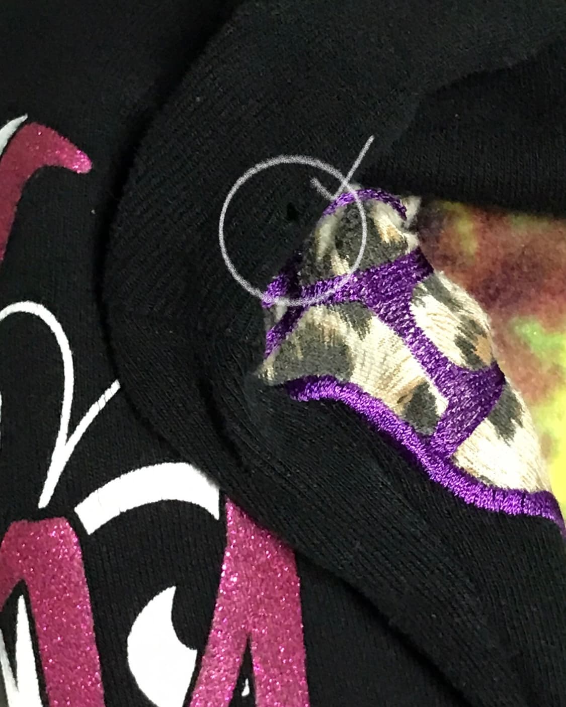 M.K.R 빅 호피 퍼플 나비 자수 펑크 블랙 롱 슬리브 상품이미지6