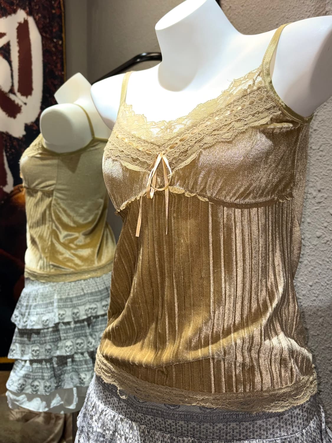 일본빈티지 벨벳 레이스 슬리브리스 상품이미지2