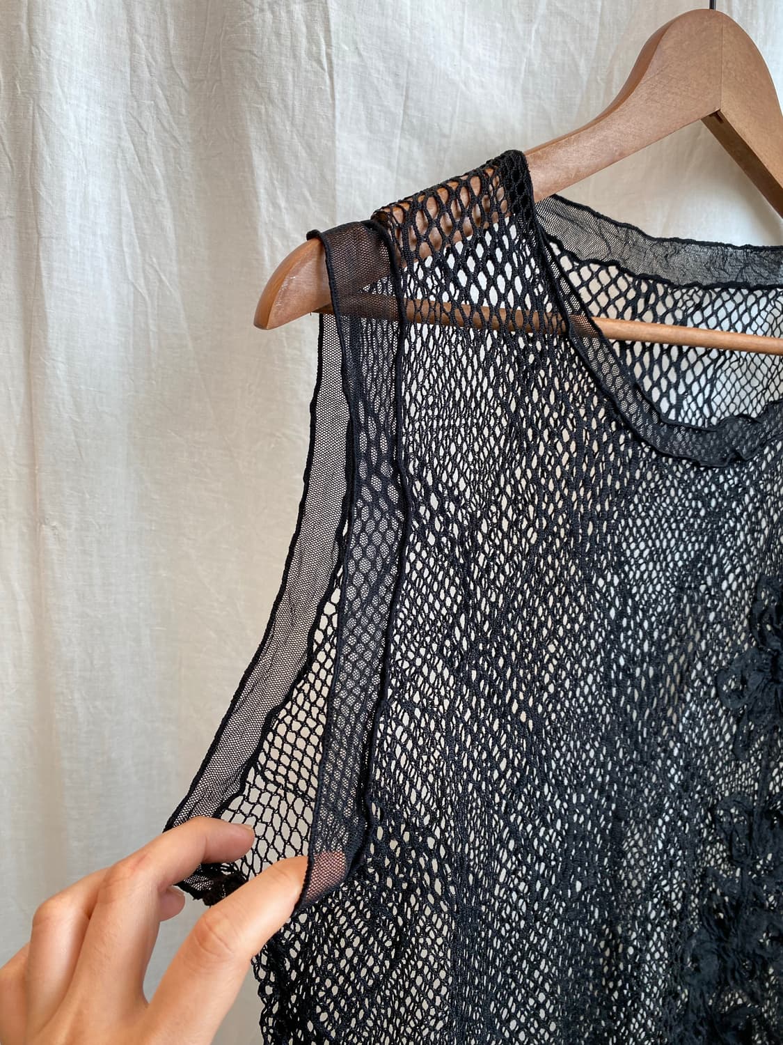 블랙 네트 슬리브리스탑(M) 상품이미지5