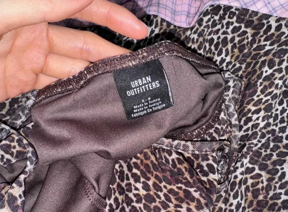 Urban Outfitters 레오파드 호피 핑크 체크 레이스 원피스 상품이미지3