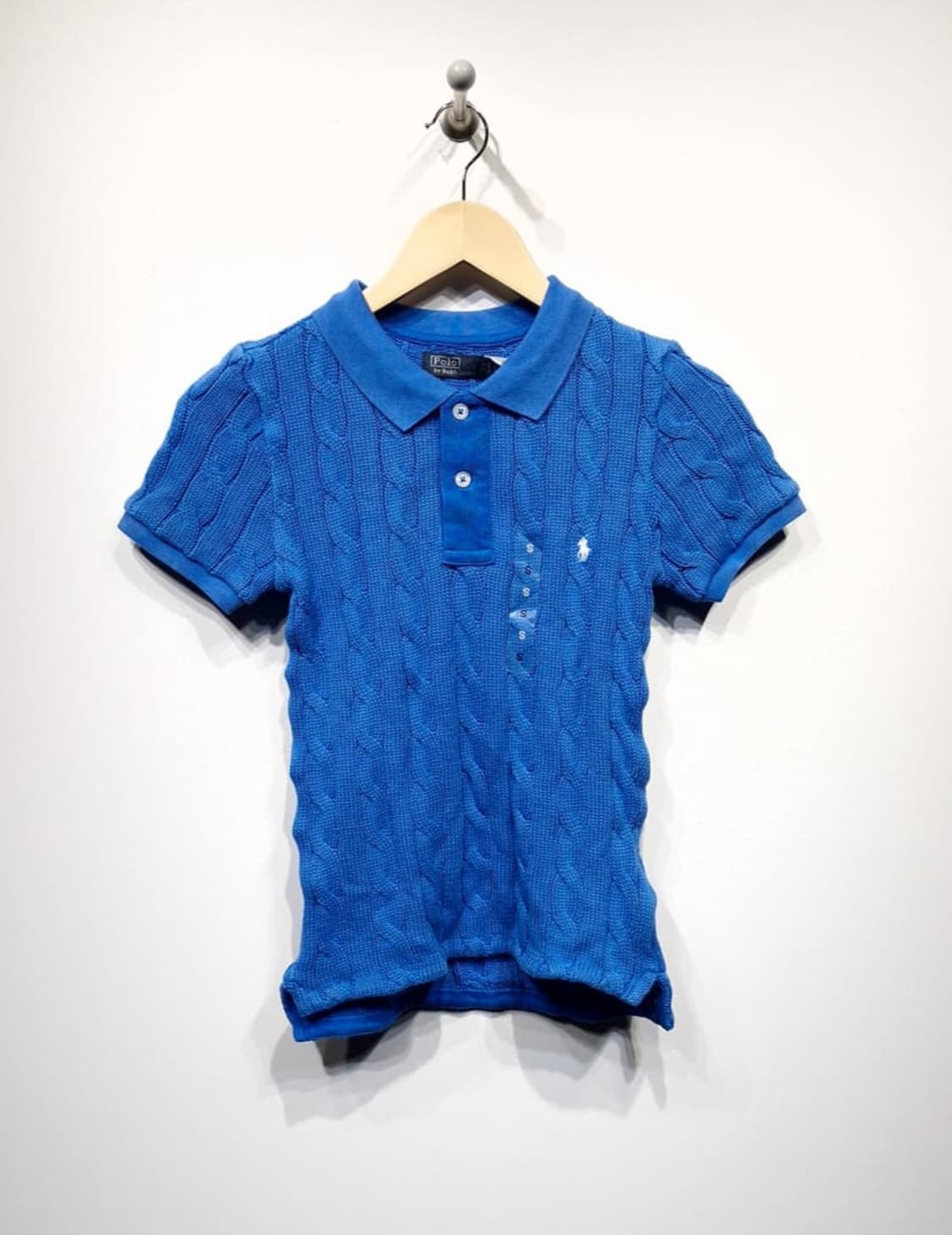 [새상품]폴로랄프로렌 케이블 니트 반팔카라티 블루 상품이미지1