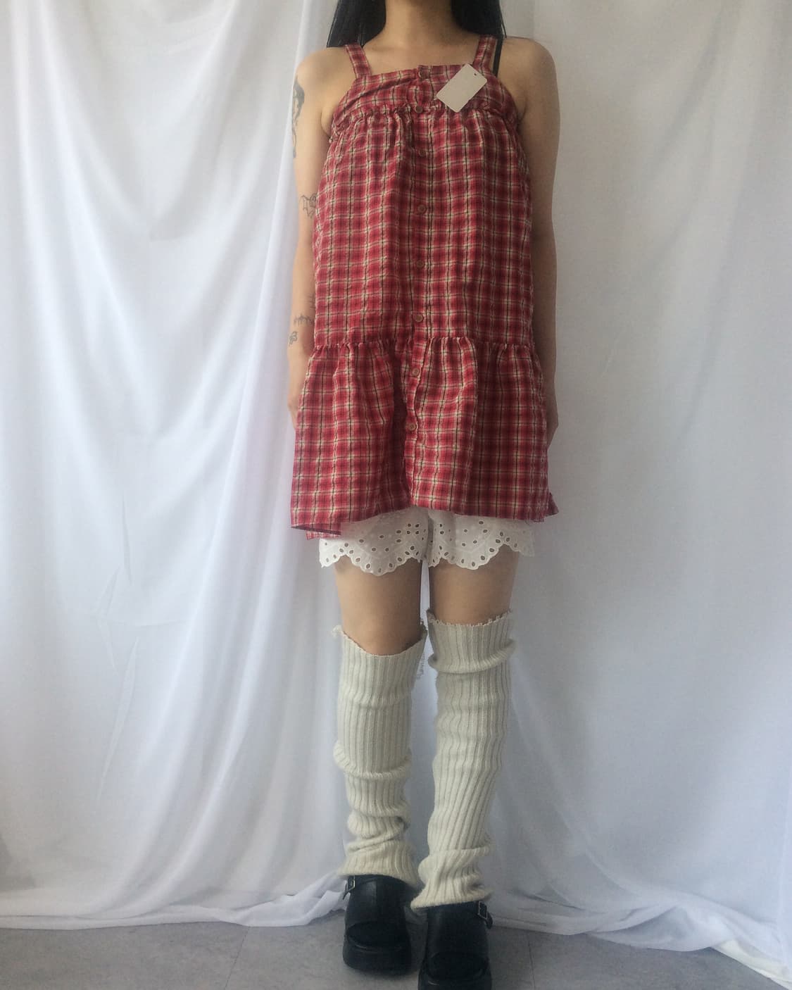 Check pattern sleeveless onepiece 상품이미지7