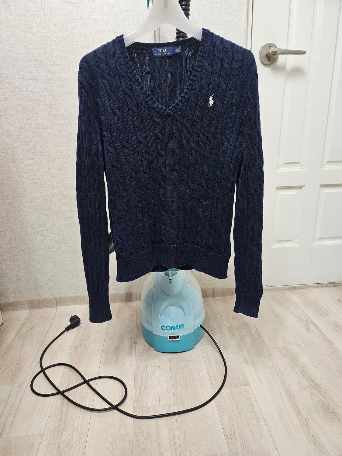 (90~95)M☆초대장급☆랄프로렌폴로 케이블꽈베기 [네이비] 브이넥니트 상품이미지1