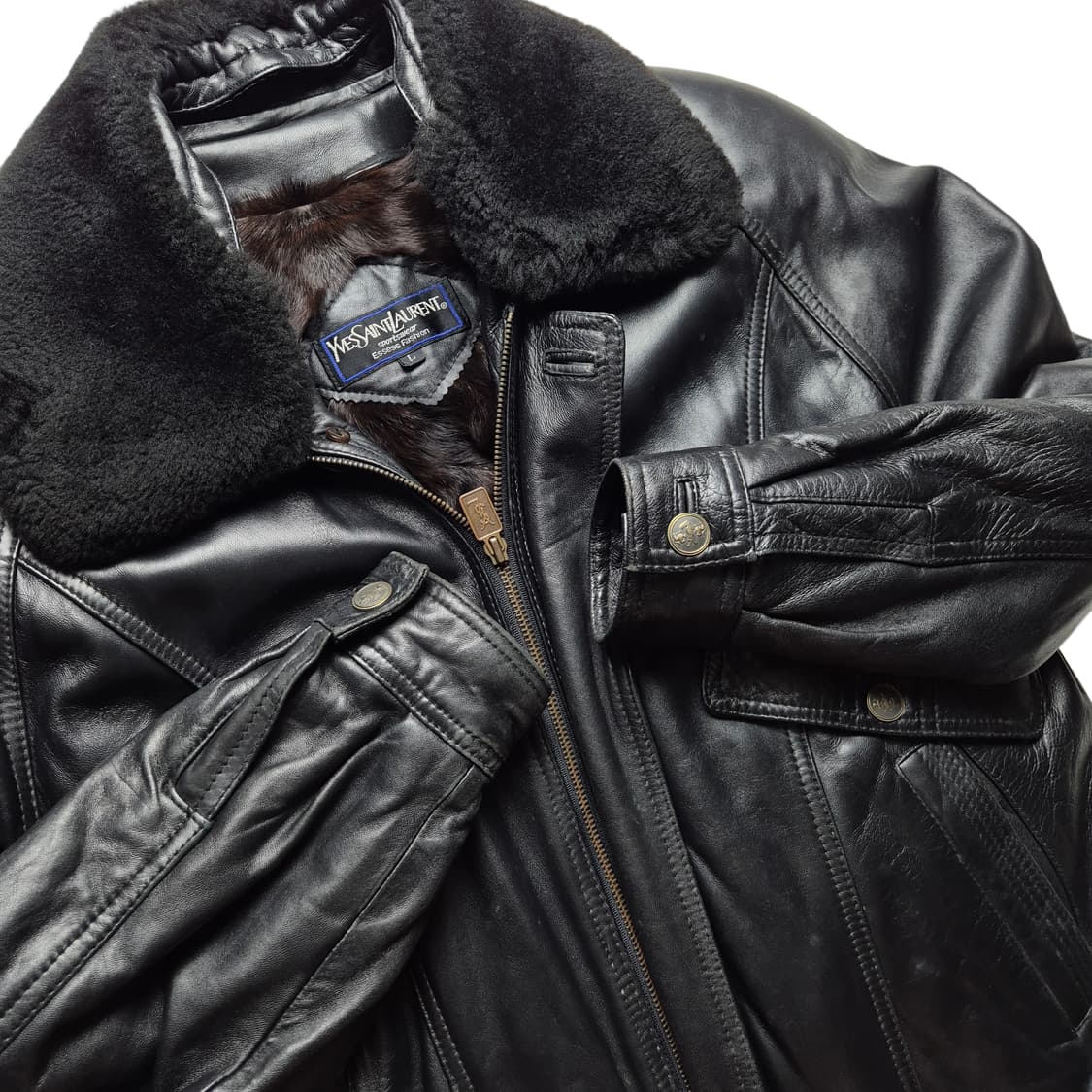 [100] 입생로랑 퍼카라 양가죽 플라이트 자켓 상품이미지7