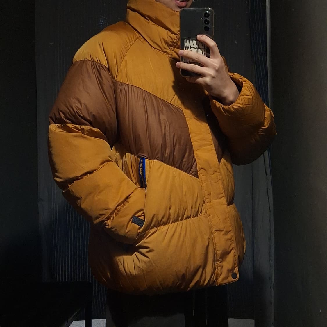 나이키 된장 브라운 배색 빅스우시 올드스쿨 덕다운 오리털 다운 필 패딩 상품이미지2