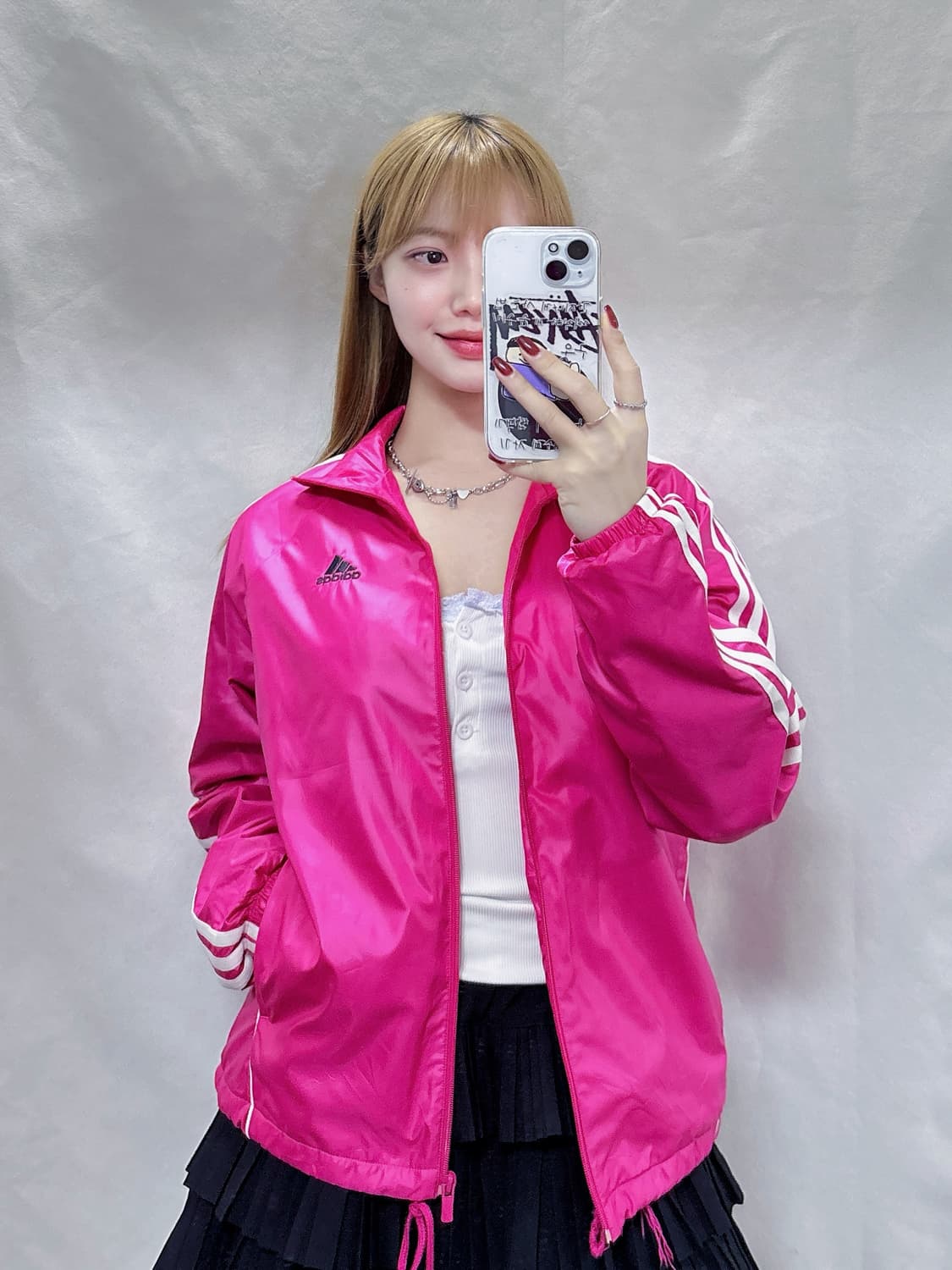 아디다스 핫핑크 삼선 바람막이  상품이미지2