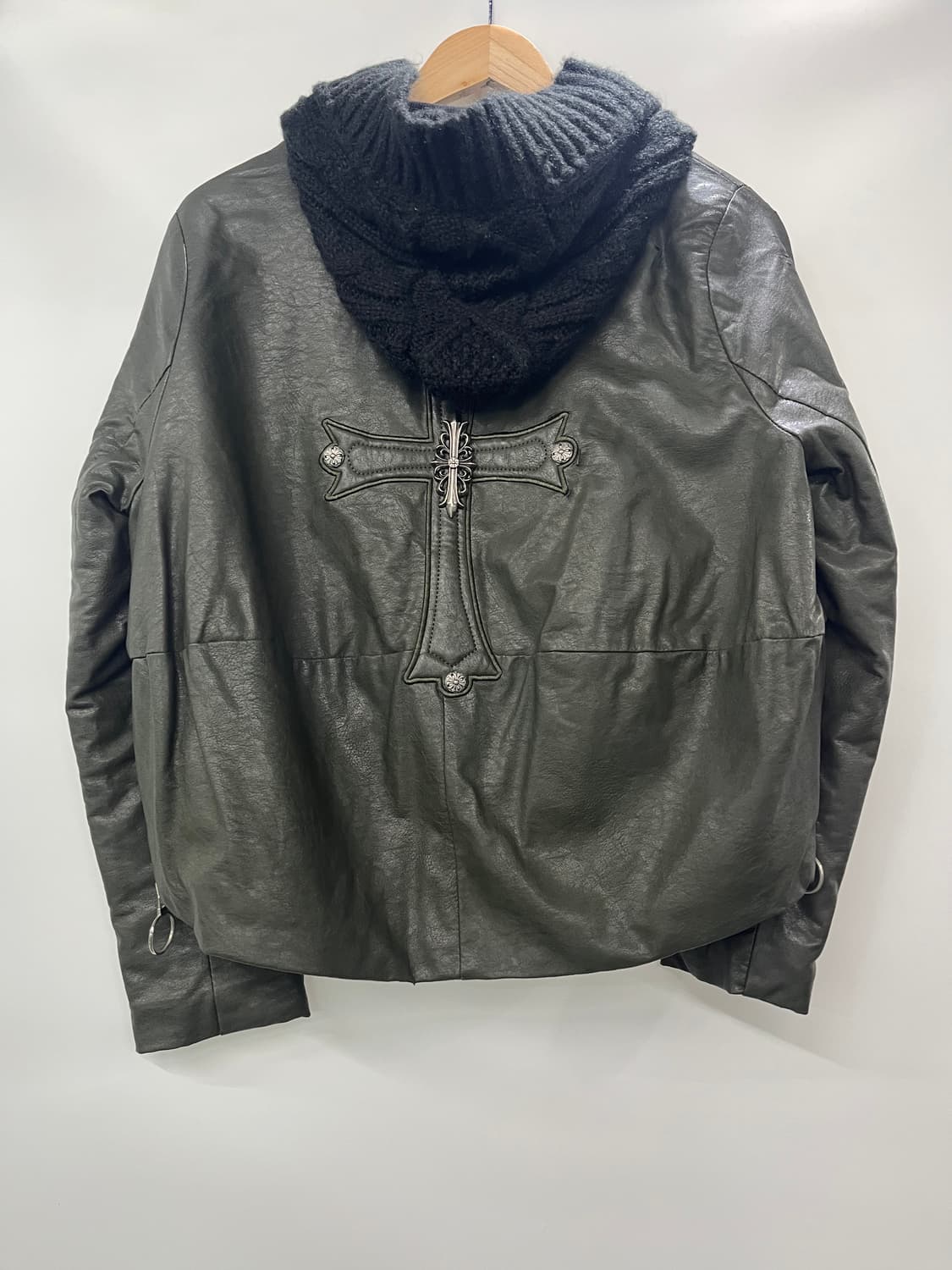 Cross leather hood jacket 상품이미지2