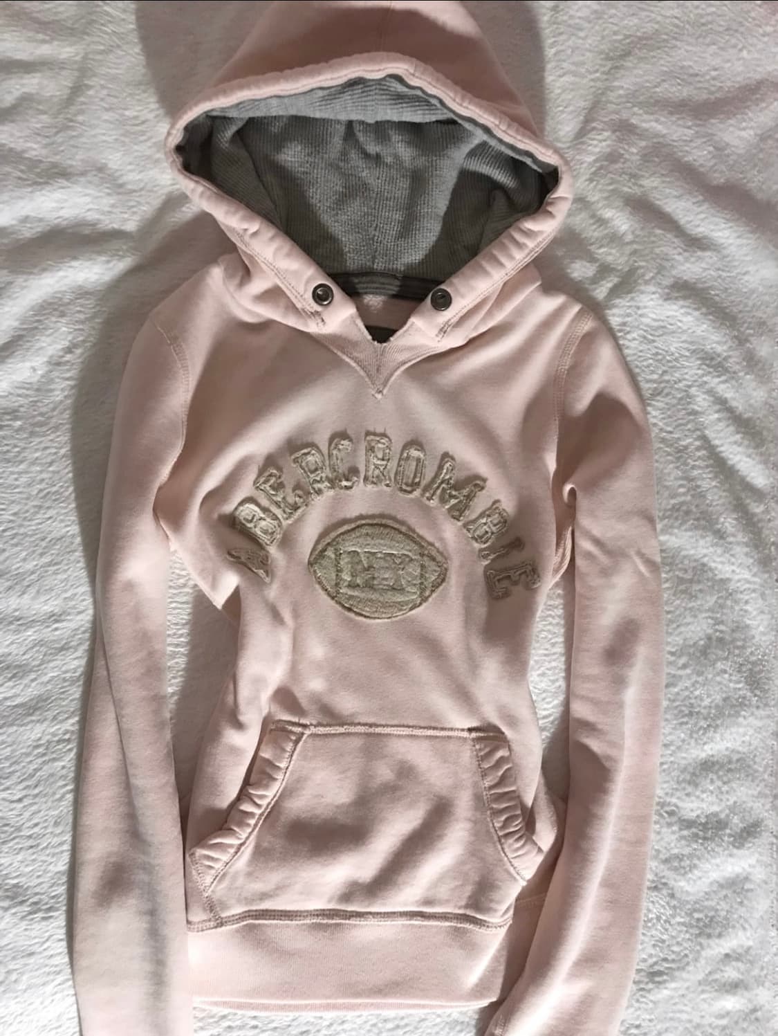 아베크롬비 딱붙핏 딸기우유 베이비핑크 럭비 후드티 상품이미지1