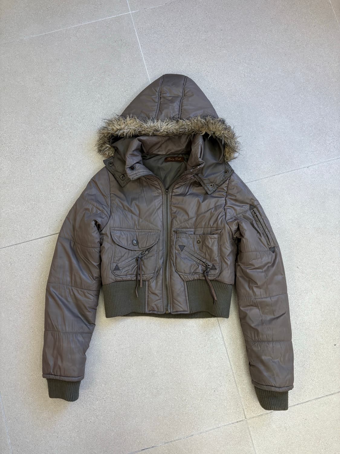 브라운 퍼 크롭 패딩 상품이미지1