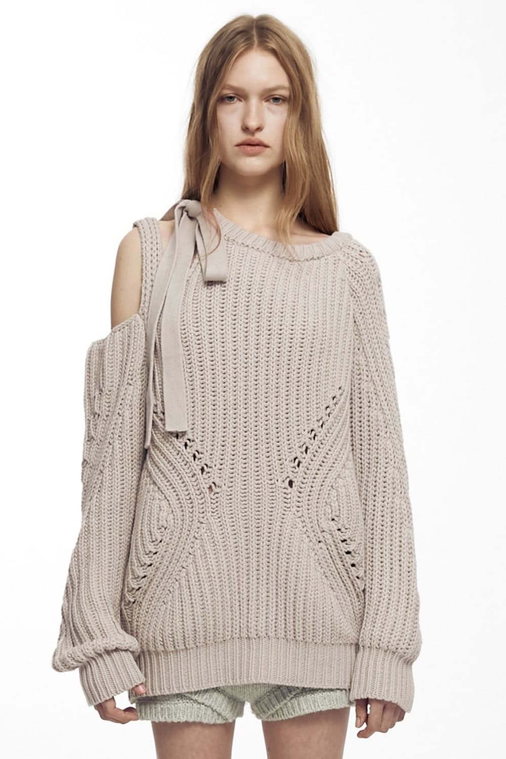 NACHE 나체 슬릿 니트 베이지 상품이미지1