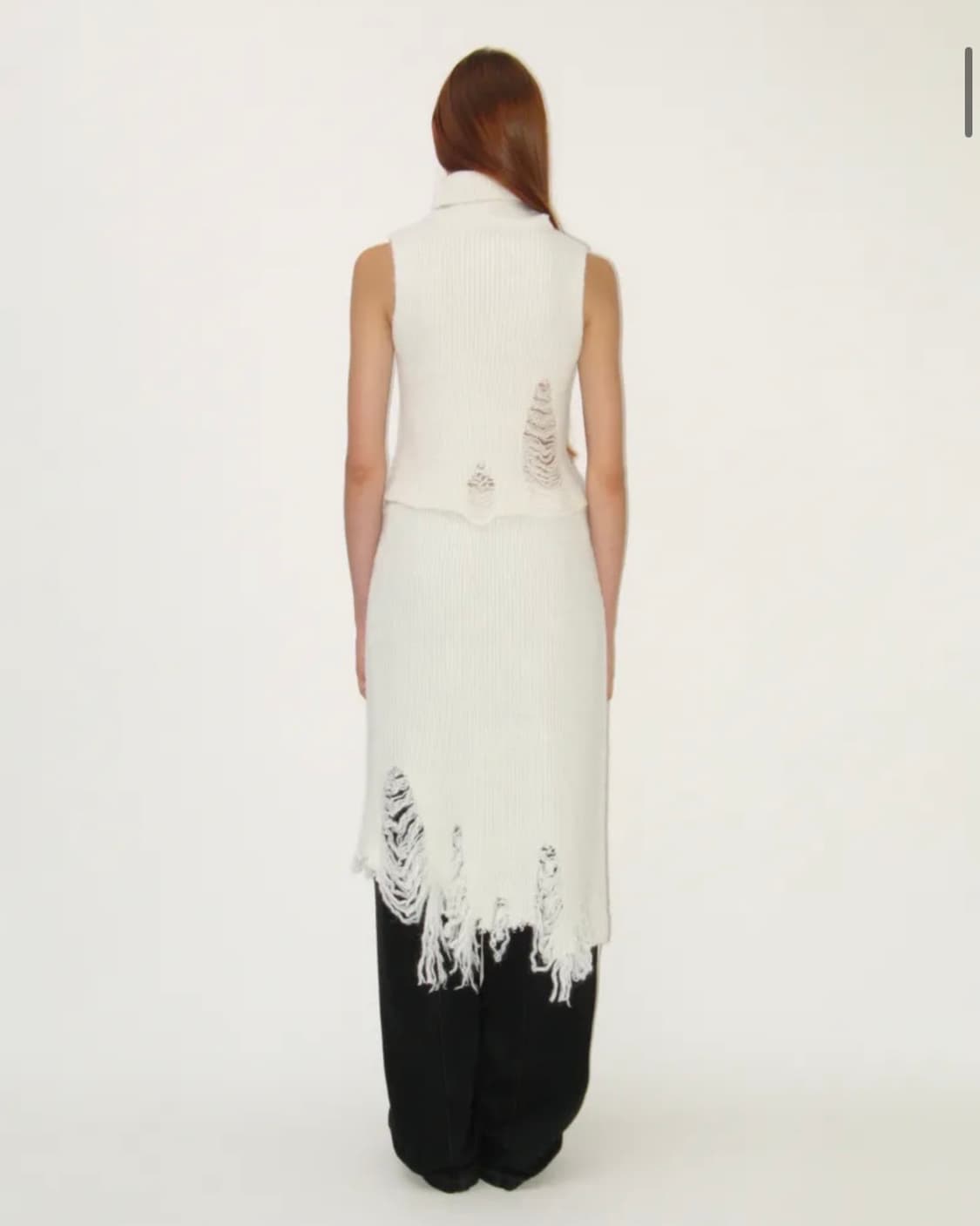 Damaged Turtleneck Sleeveless Knit+Skirt 상품이미지3