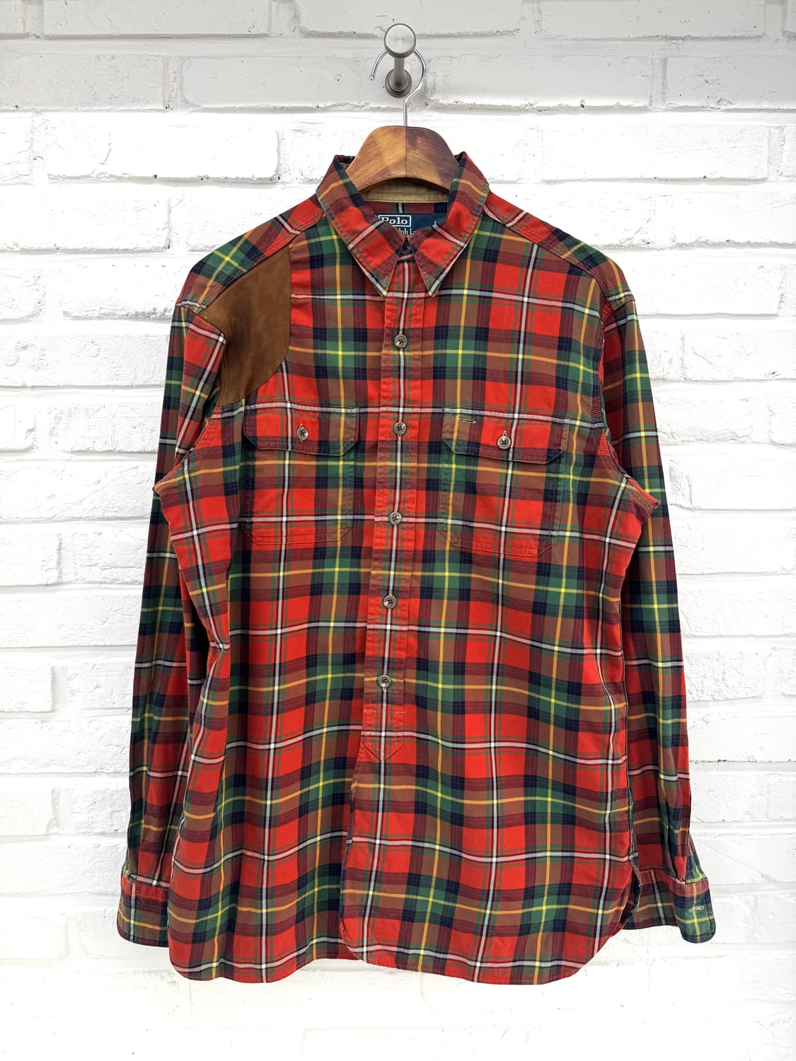 폴로 오렌지 체크 레더탭 셔츠 상품이미지3