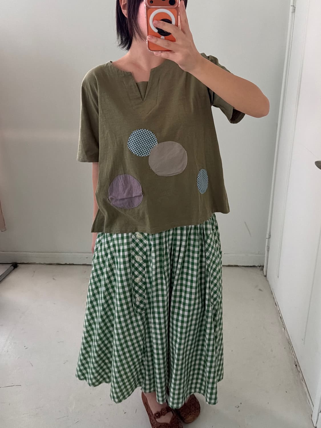 일본빈티지 패치워크 자수 반팔티 상품이미지2