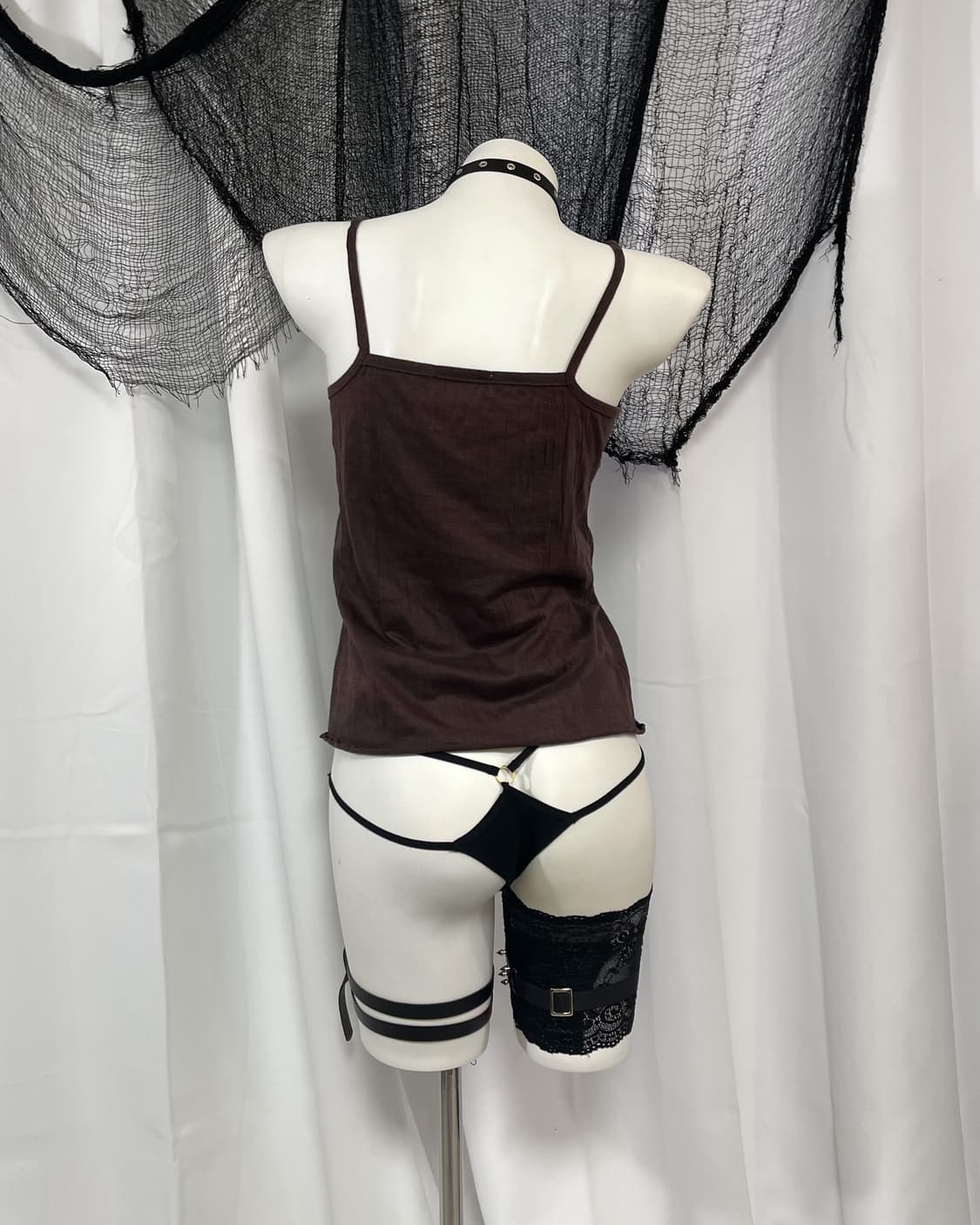 brown cubic sleeveless 상품이미지3