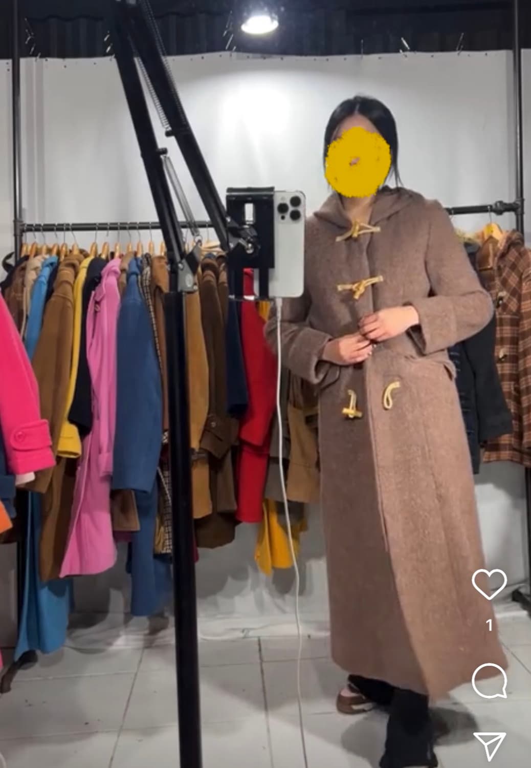 빈티지 울 브라운 롱 떡볶이 코트 더플 코트 상품이미지1