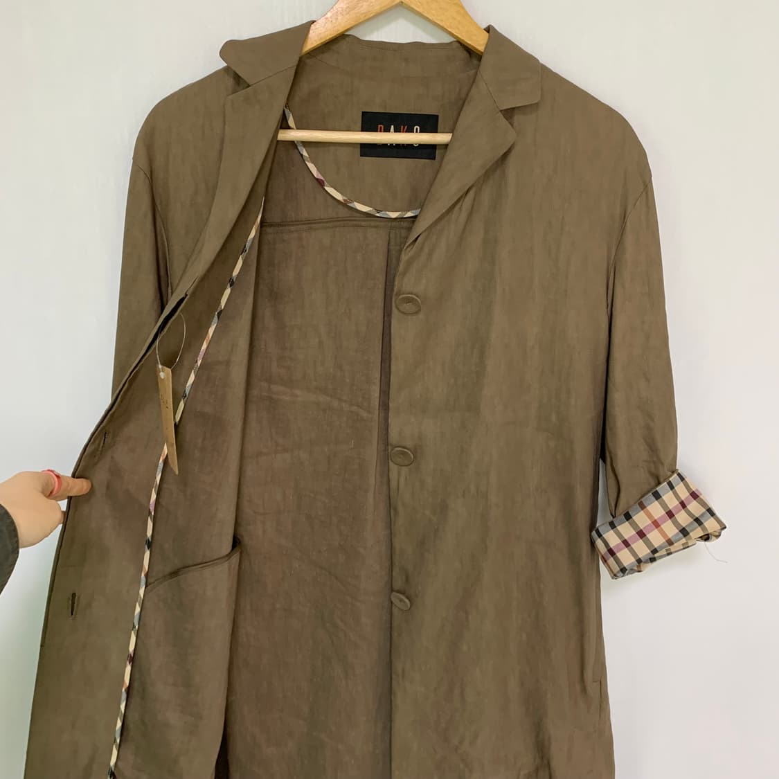닥스 빈티지 체크 안감 하프 린넨 코트 7부 여름 여성 자켓 상품이미지4