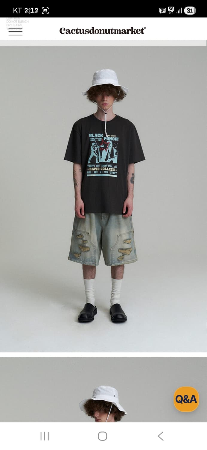 캑터스도넛마켓 더블니 데미지 데님반바지 L 대략 32 상품이미지6