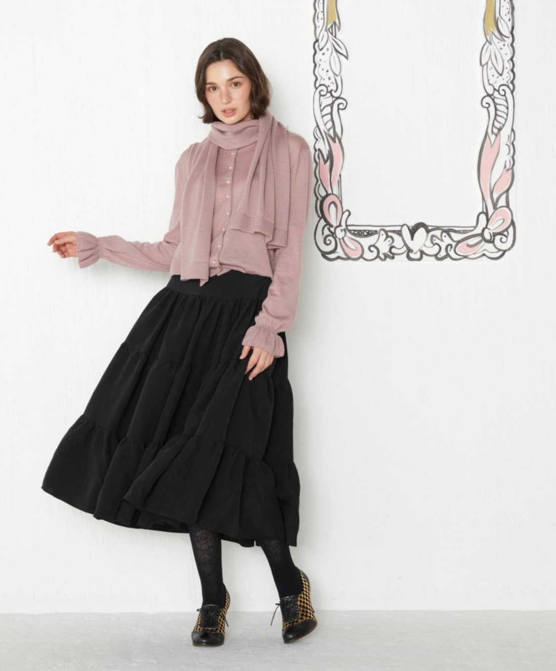 카티아조 블랙 레이블 럭셔리 울 머플러 빈티지핑크 새상품 상품이미지4