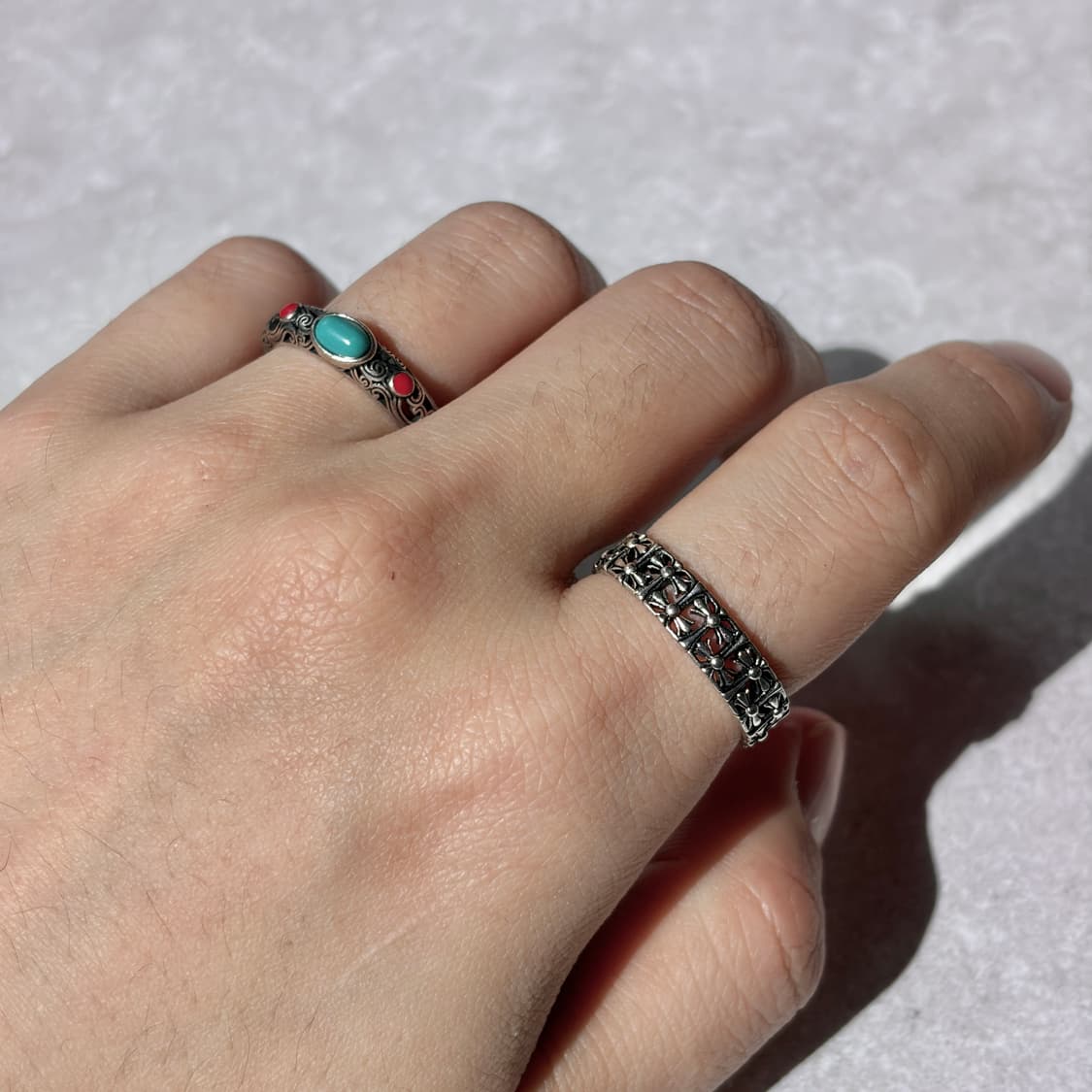 Oribell 에스닉 스톤 925실버 오픈링 반지 상품이미지7