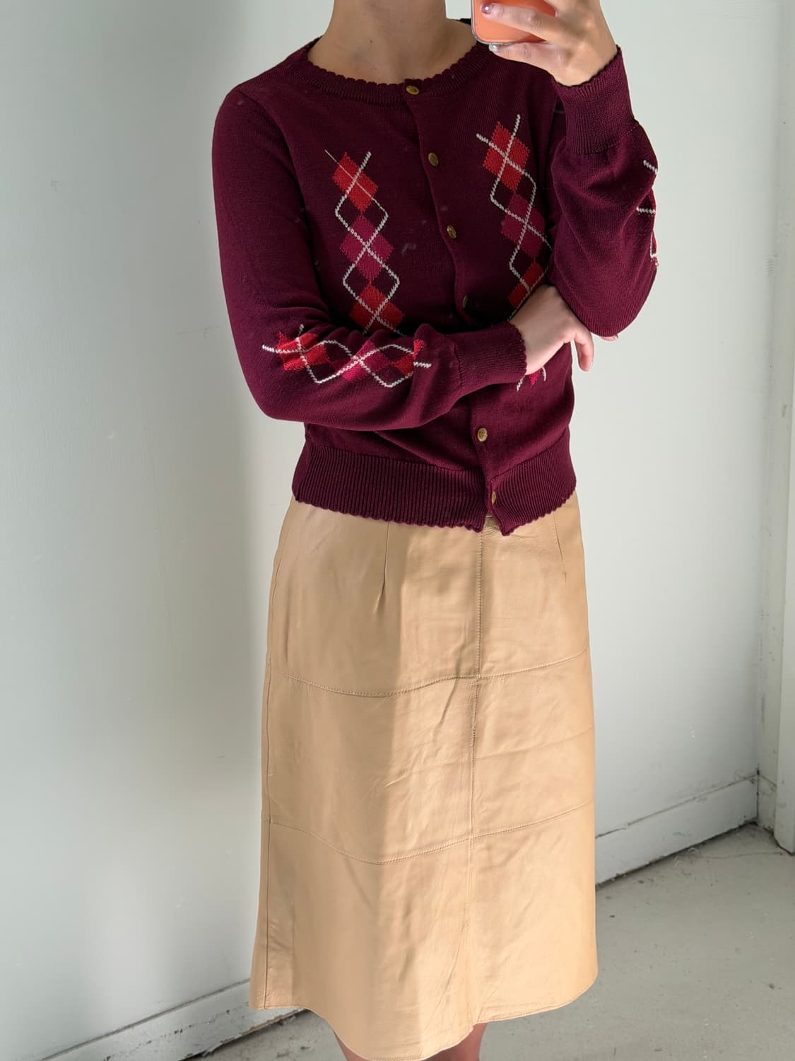 일본빈티지 클래식 아가일 울가디건 상품이미지3