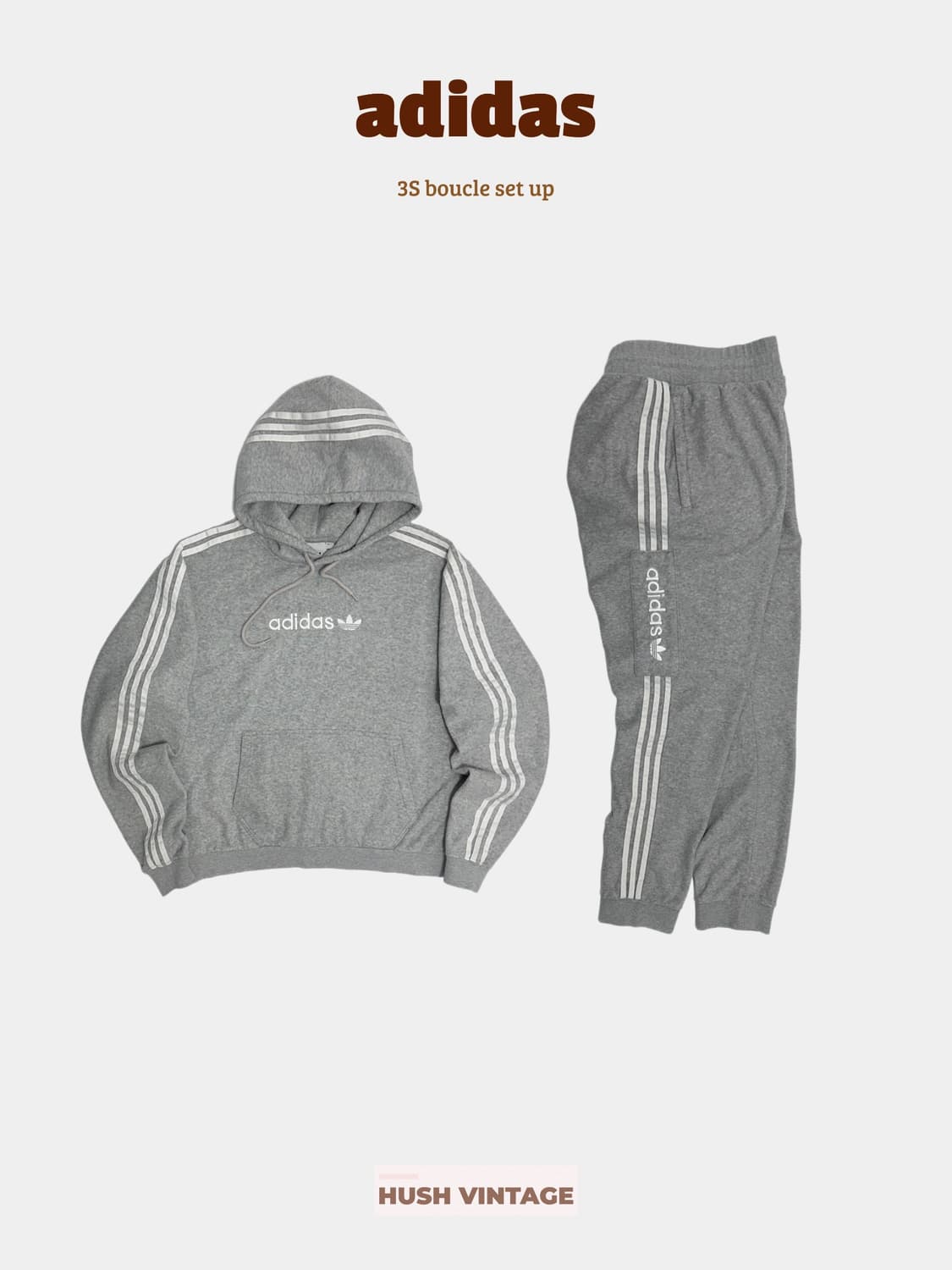 아디다스 삼선 부클 후리스 후드티 스웻팬츠 셋업 트레이닝 세트 상품이미지1