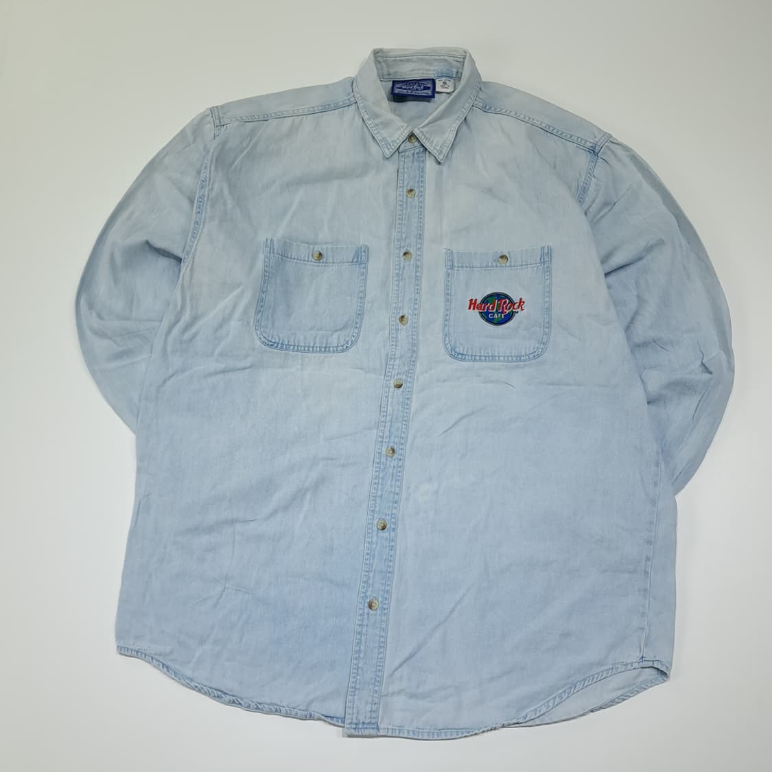CL393 XL 하드락카페 90s 워싱턴DC 라이트블루 데님셔츠 남방 상품이미지1