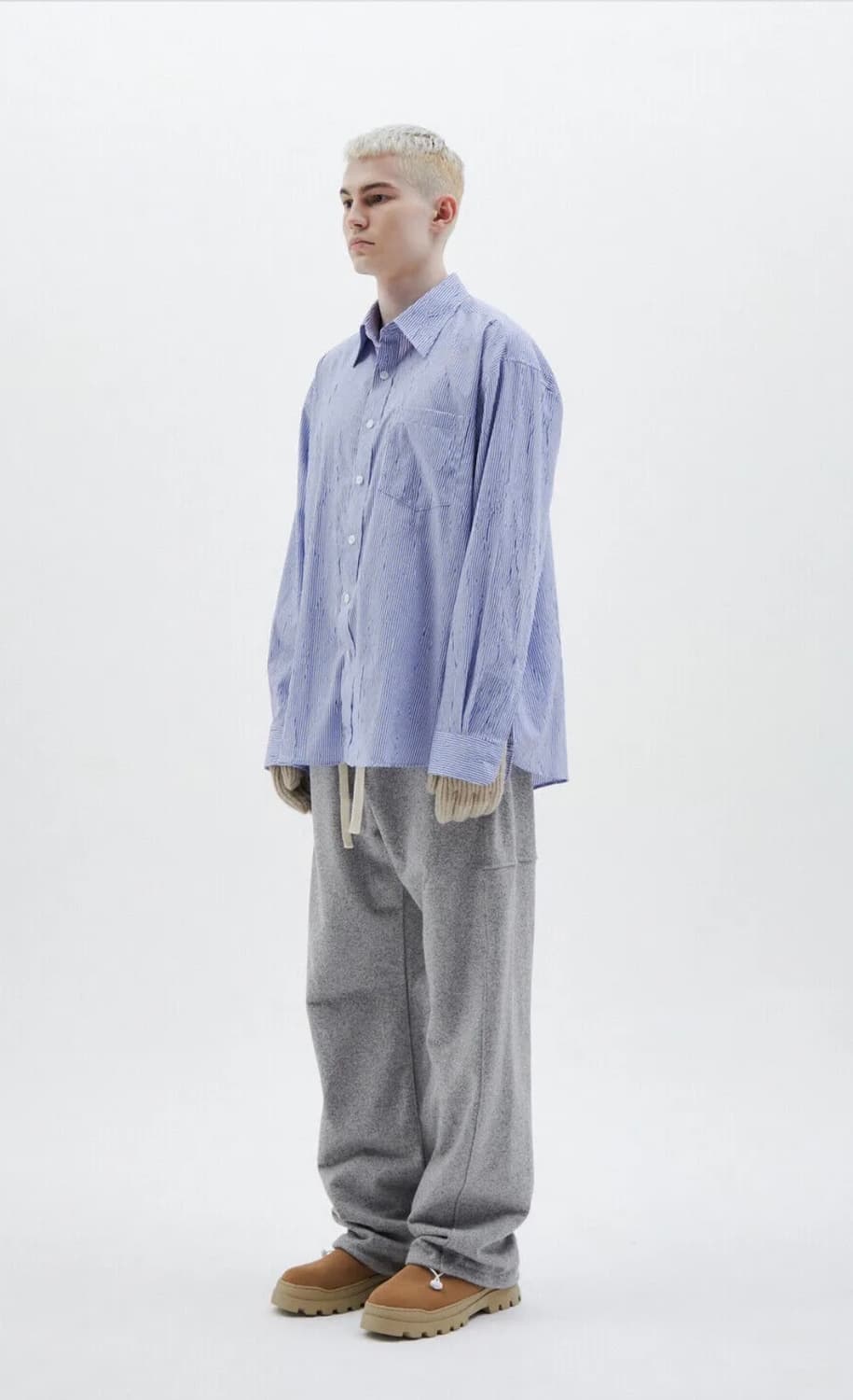 (1회착용) 윈더(WINDER) 윙클 스트라이프 셔츠 - L 사이즈 상품이미지1