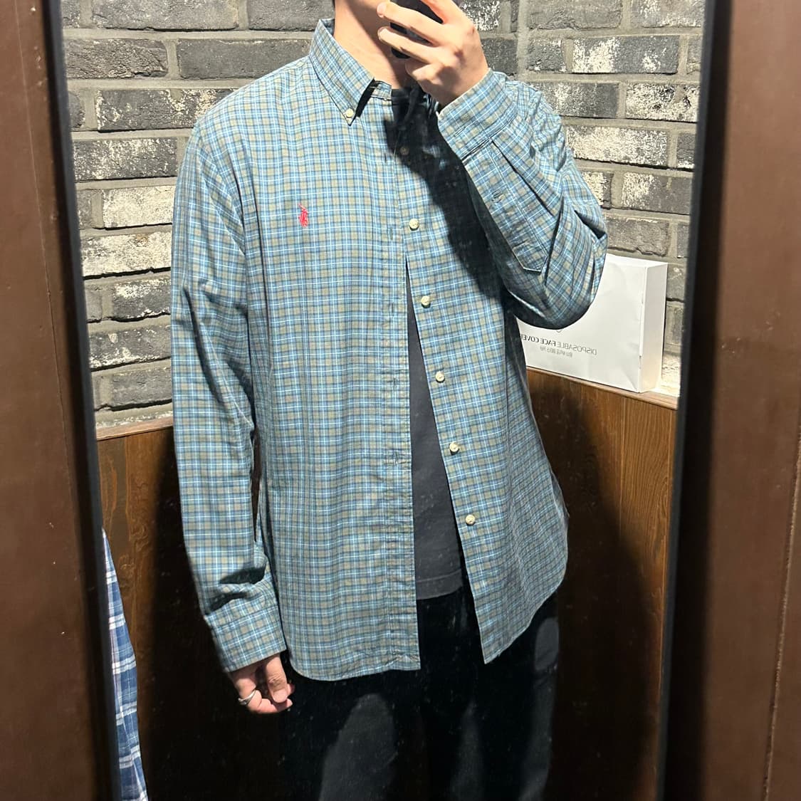 L) 폴로 랄프로렌 클래식 그린 체크 셔츠 슬림핏 상품이미지9
