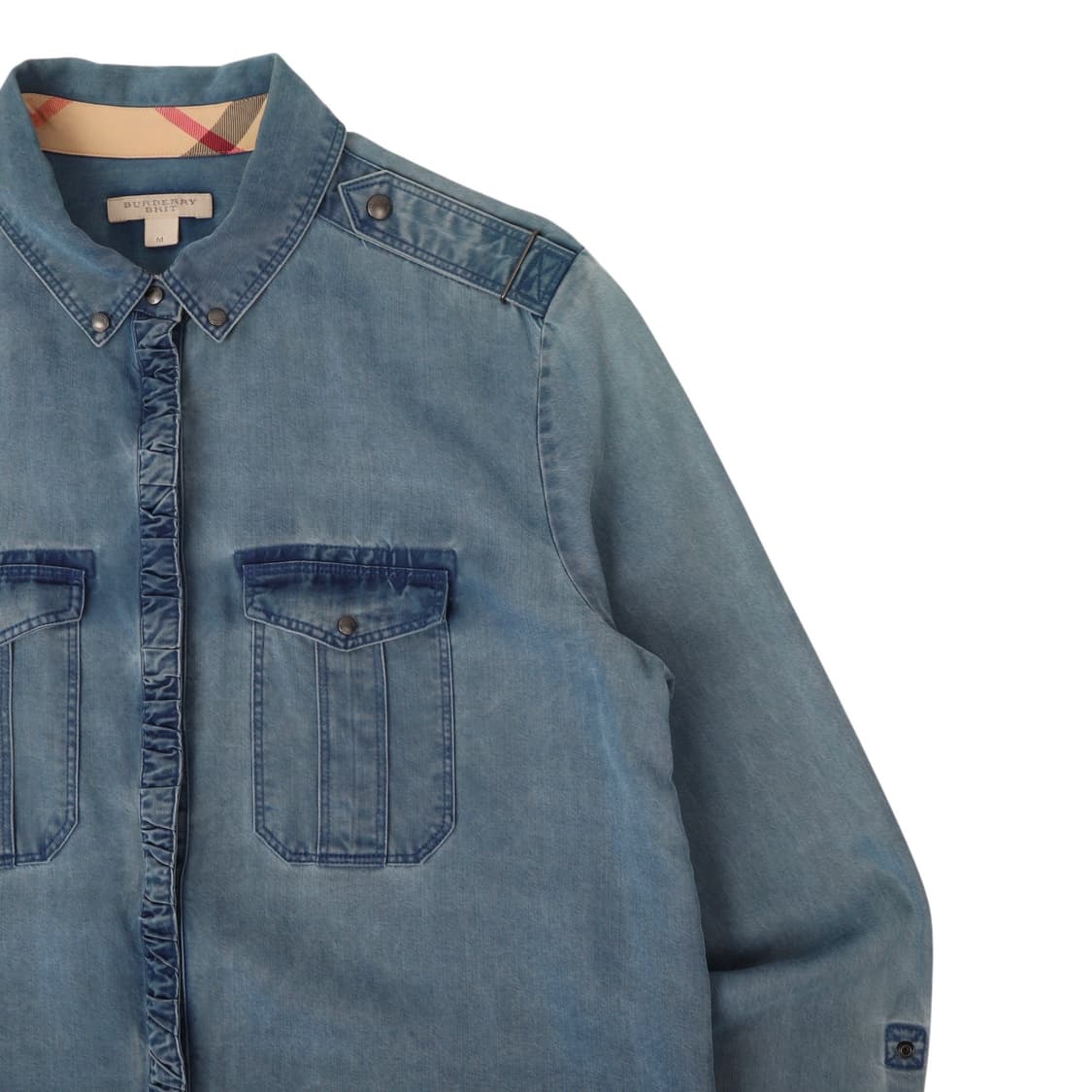 버버리 브릿 프론트포켓 셔링버튼 데님 셔츠 상품이미지3